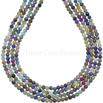 3 MM Multi Sapphire Faceted Round Beads