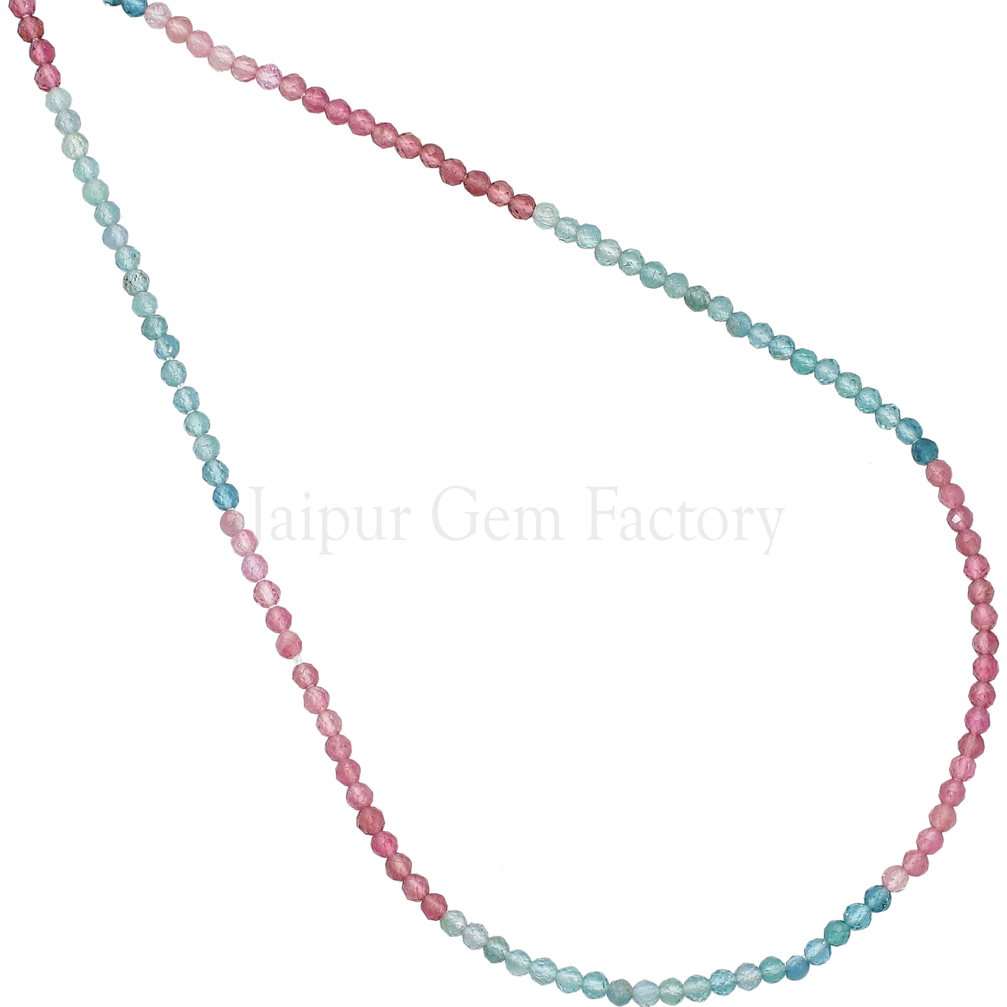 2 MM Pink And Blue Tourmaline Faceted Round Beads