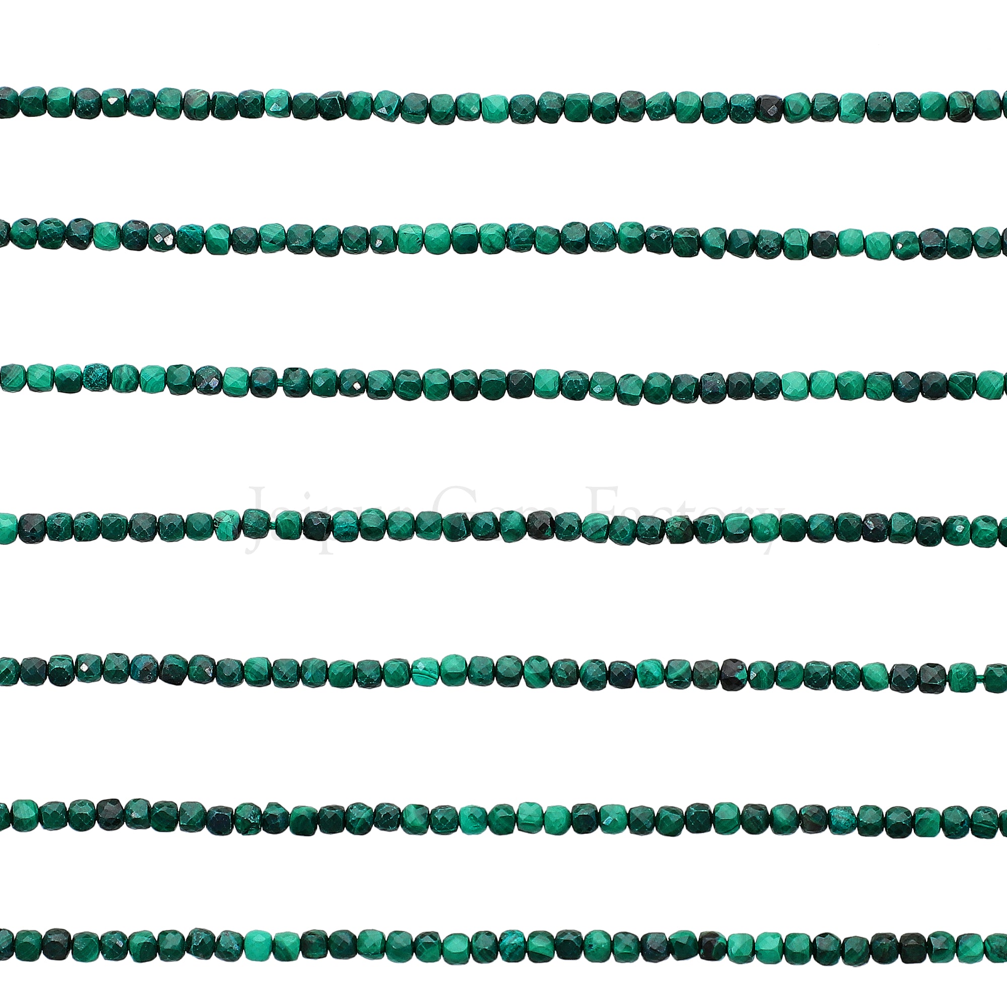 2.3-2.5 MM Malachite Faceted Box Beads
