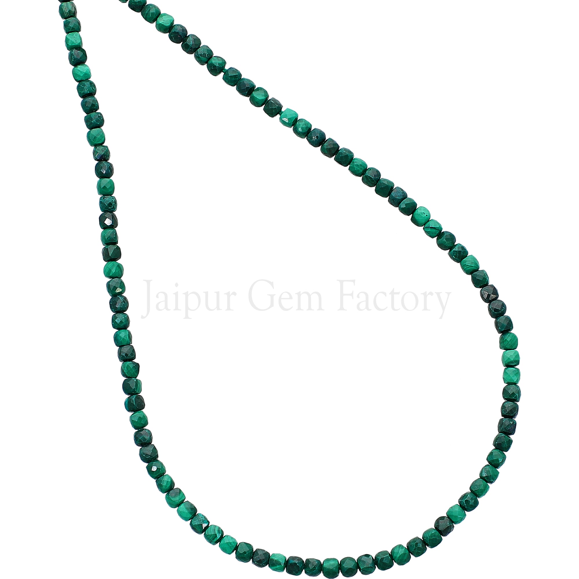 2.3-2.5 MM Malachite Faceted Box Beads