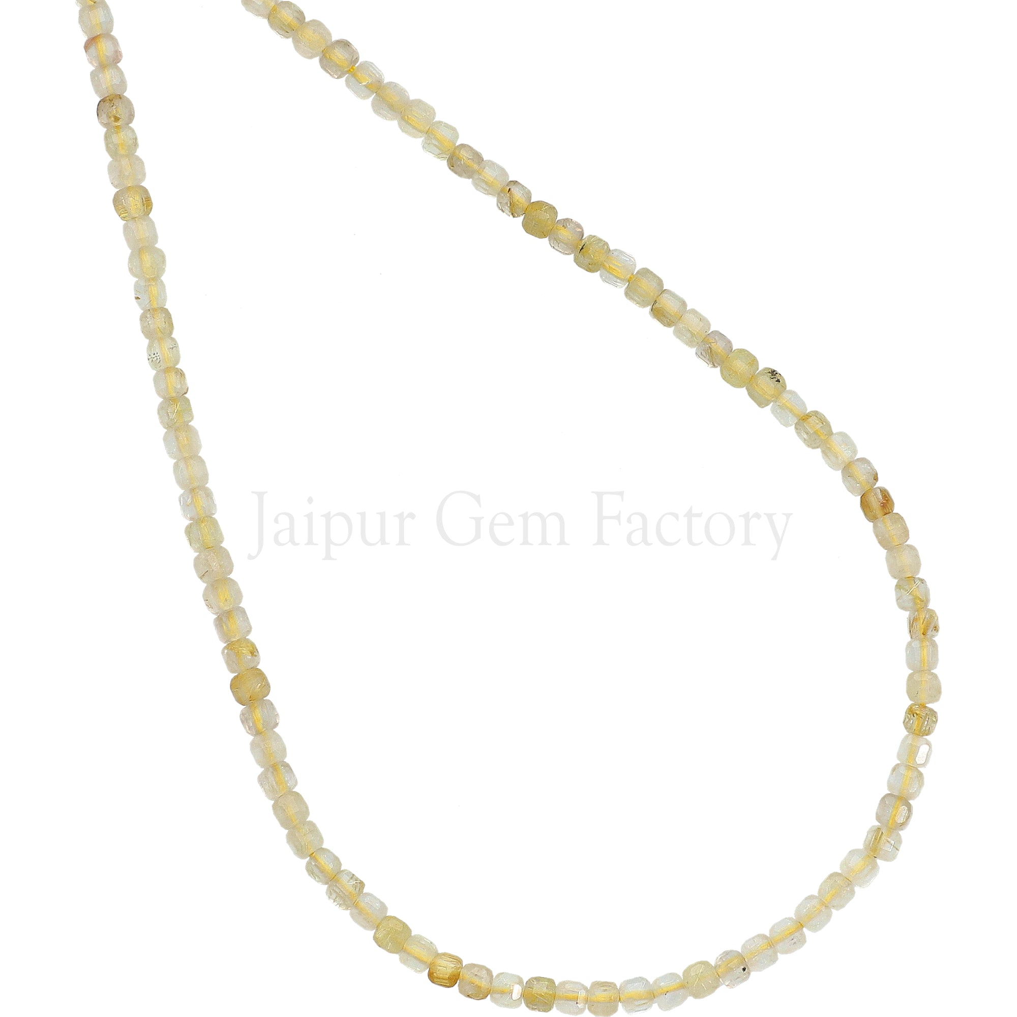 2.3-2.5 MM Rutilated Quartz Faceted Box Beads