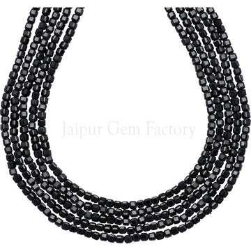 Black Spinel Faceted Box Beads