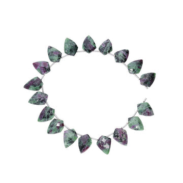 Ruby Zoisite Faceted Shield Shape Beads Strand