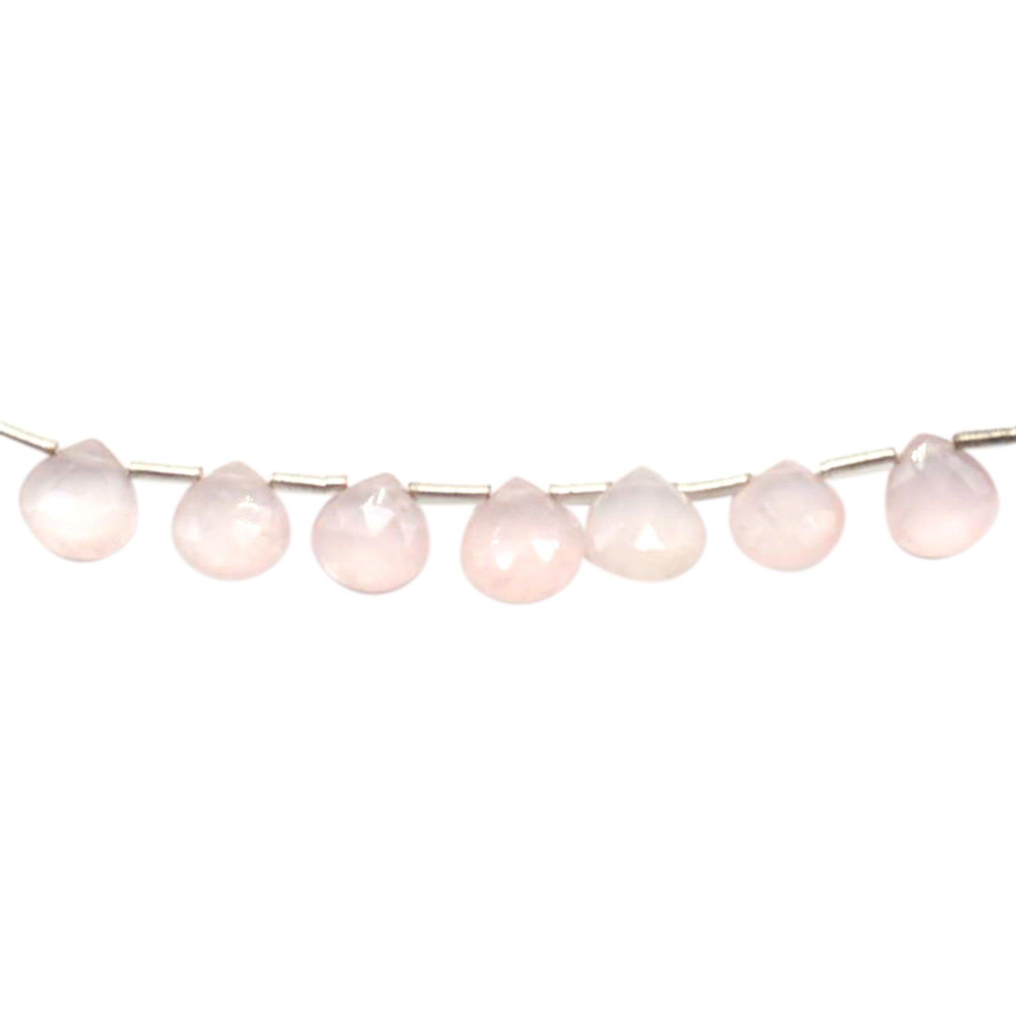 8 To 9 MM Rose Quartz Faceted Heart Shape Beads Strand