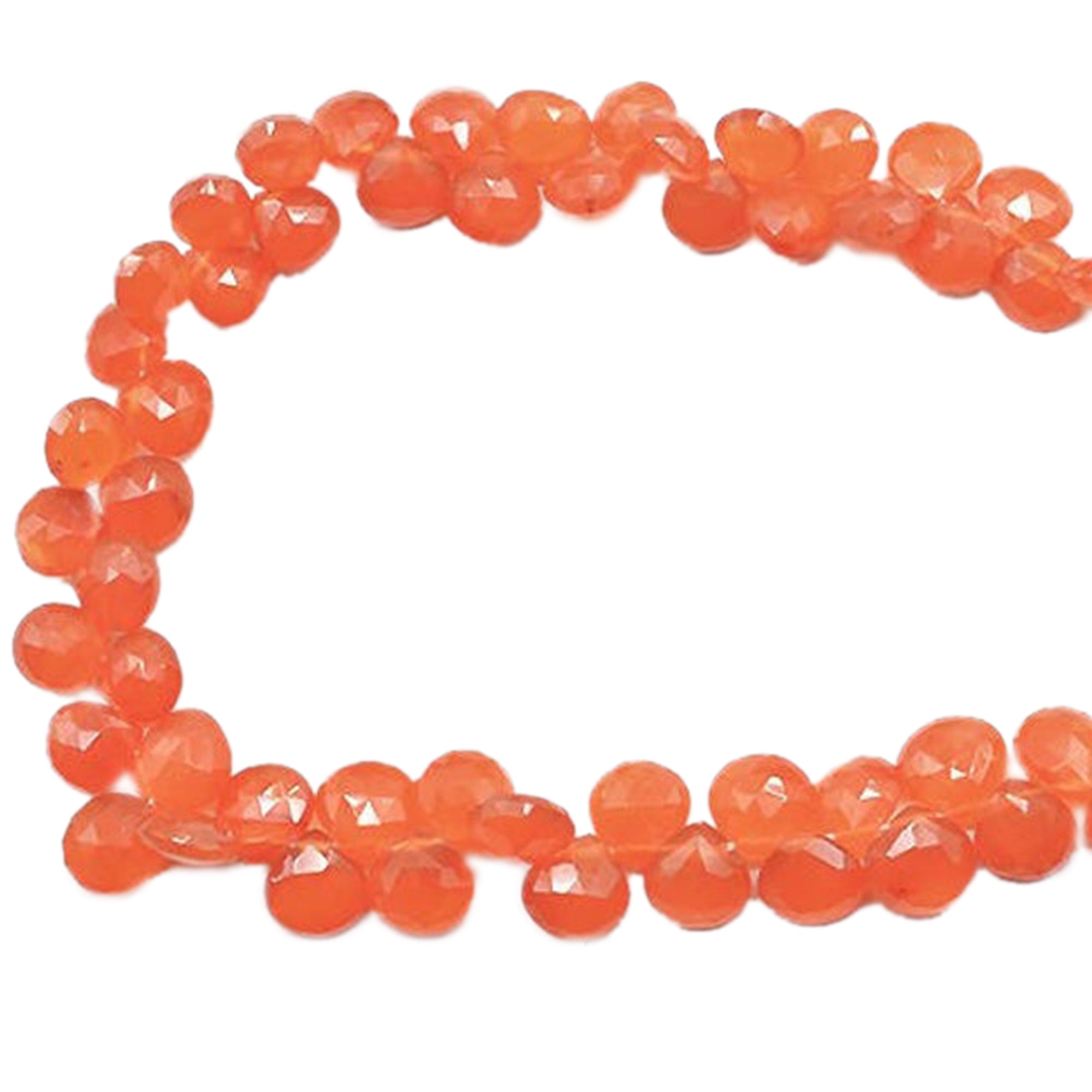 7 MM Carnelian Faceted Heart Shape Beads Strand