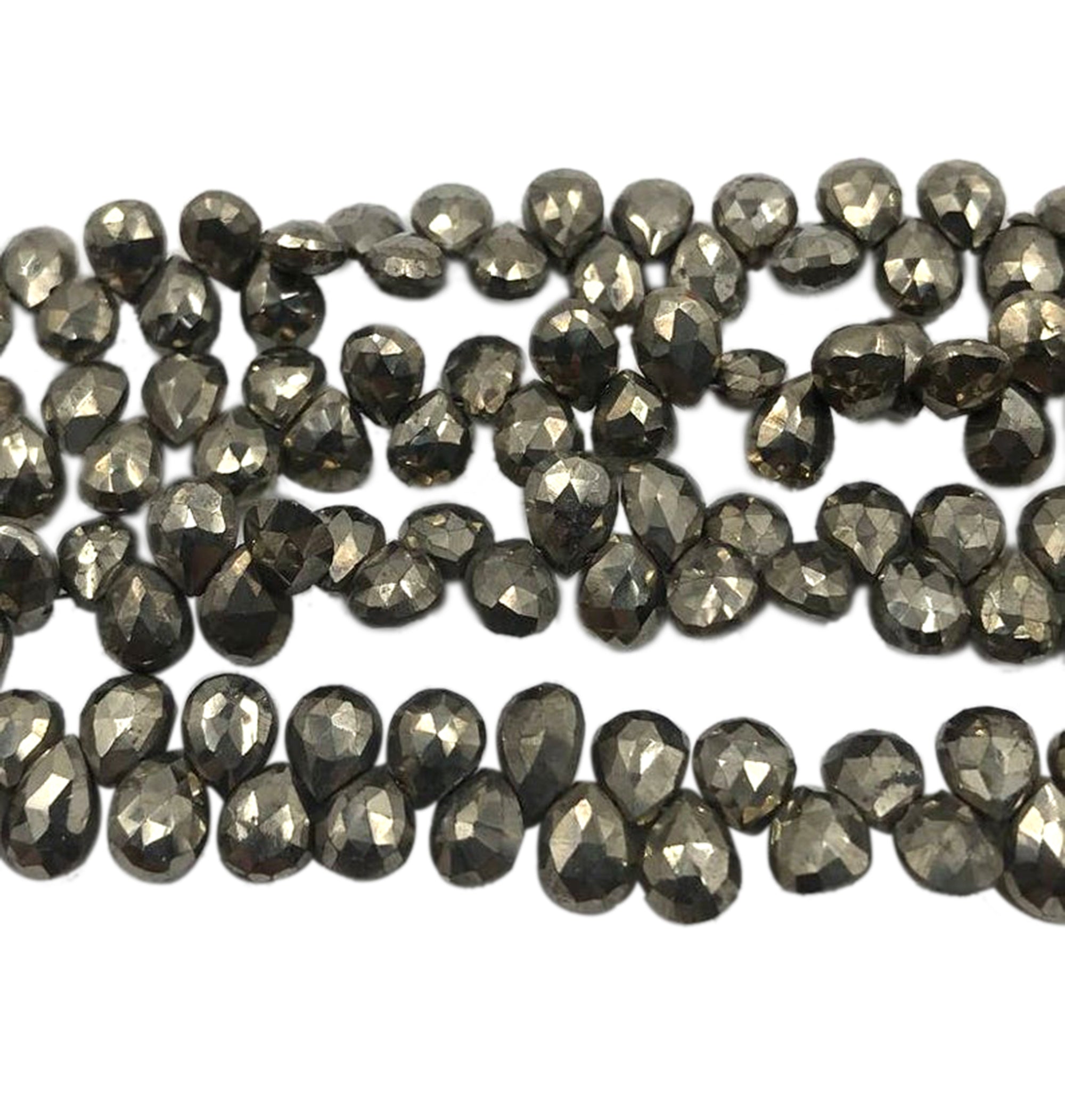 7x5 MM Pyrite Faceted Pear Shape Beads Strand