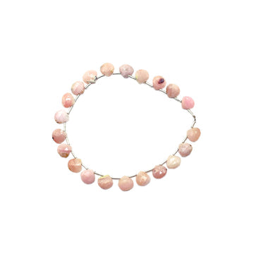 8 To 9 MM Pink Opal Faceted Heart Shape Beads Strand