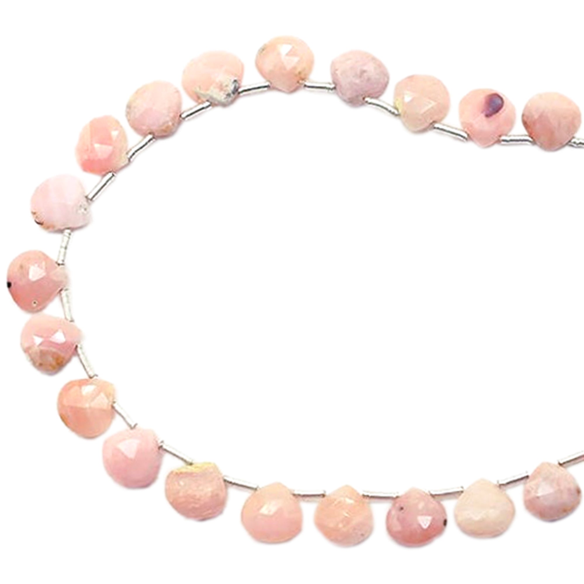 8 To 9 MM Pink Opal Faceted Heart Shape Beads Strand