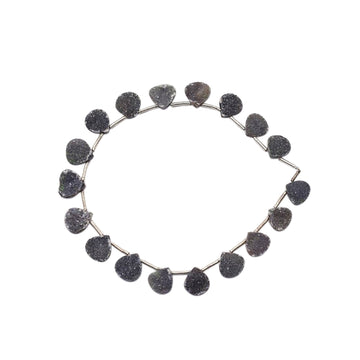 8 To 9 MM Black Druzy Heart Shape Beads Strand