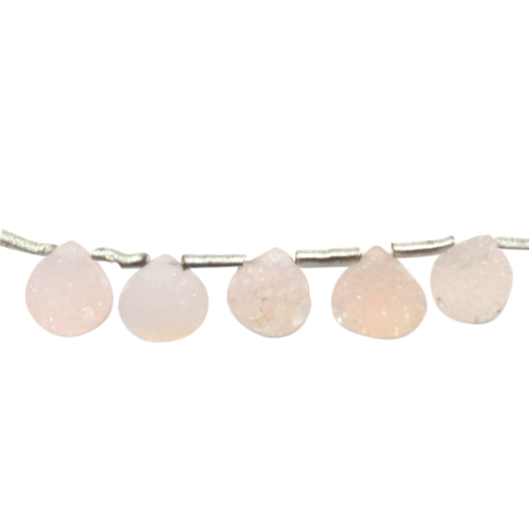 7 To 8 MM Pink Druzy Heart Shape Beads Strand