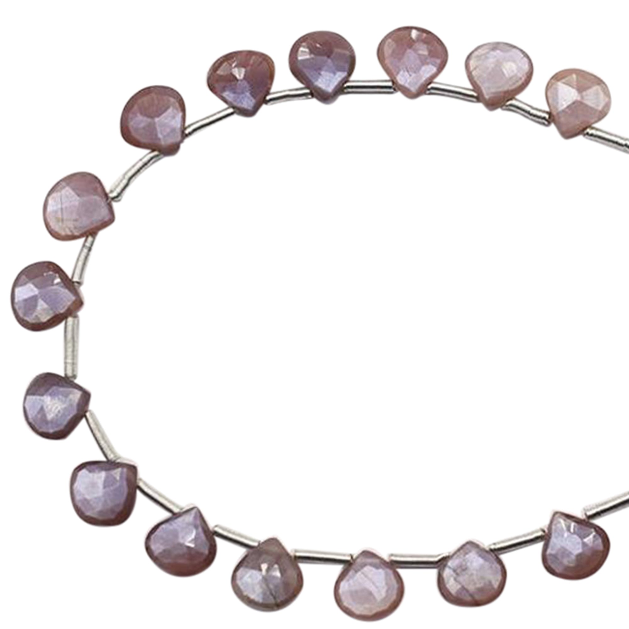 8 To 9 MM Brown Chocolate Moonstone Faceted Heart Shape Beads Strand