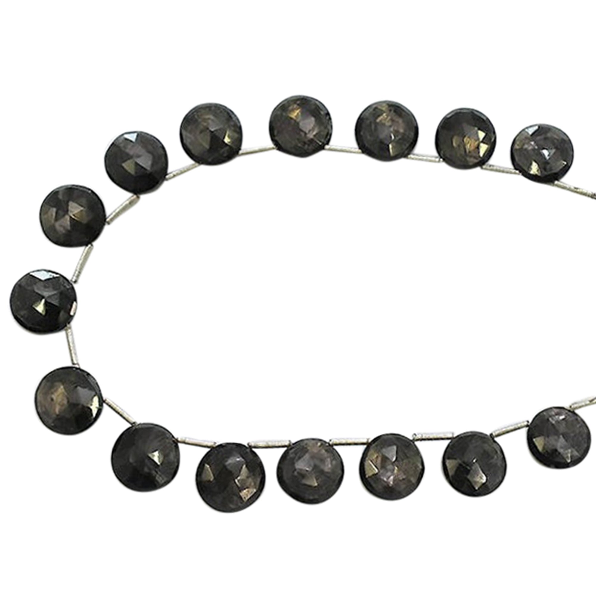 12 To 13 MM Hypersthene Faceted Coin Shape Beads Strand