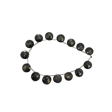 12 To 13 MM Hypersthene Faceted Coin Shape Beads Strand