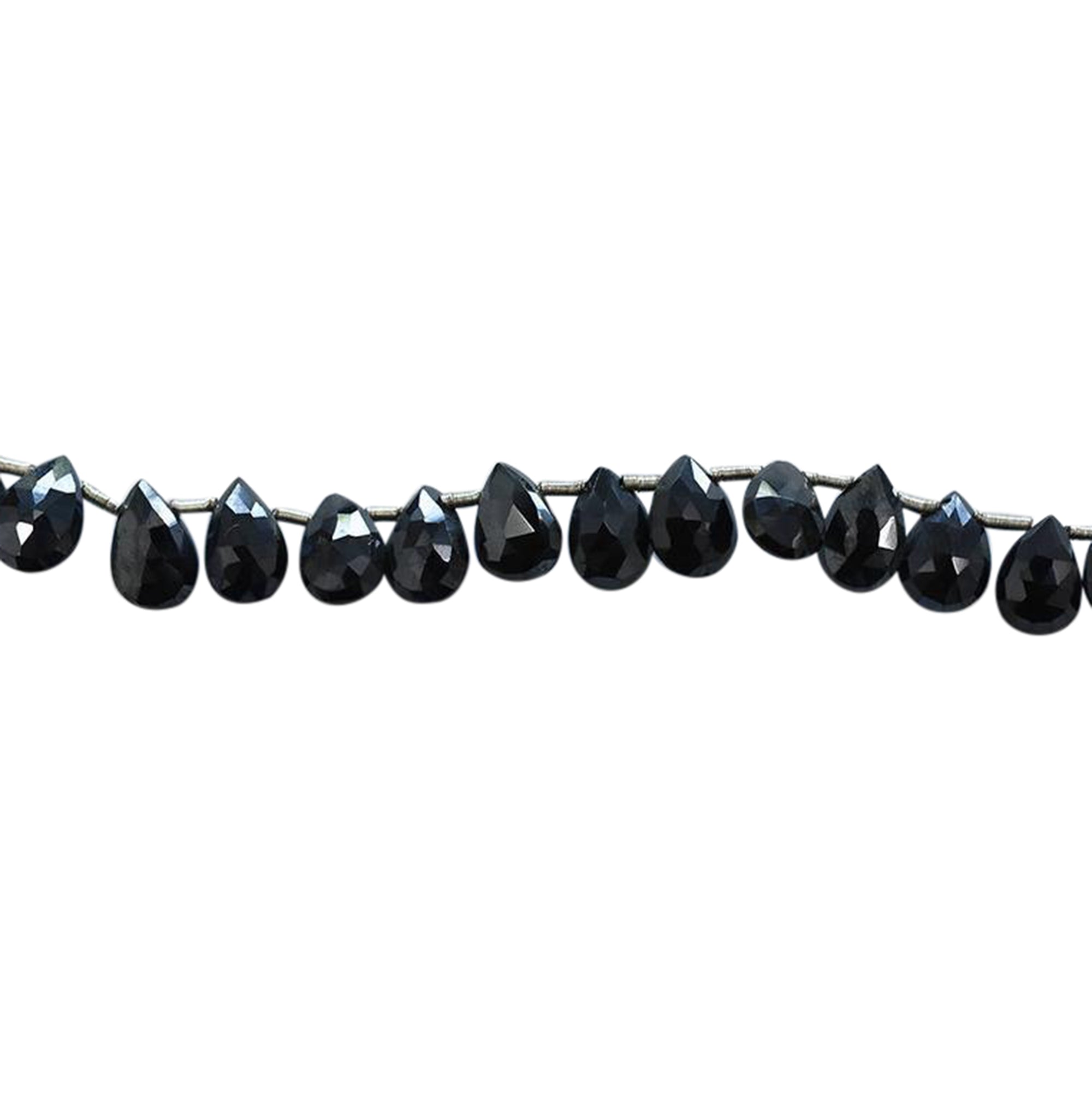 9X6 To 10X7 MM Mystic Black Spinel Faceted Pear Shape Beads Strand