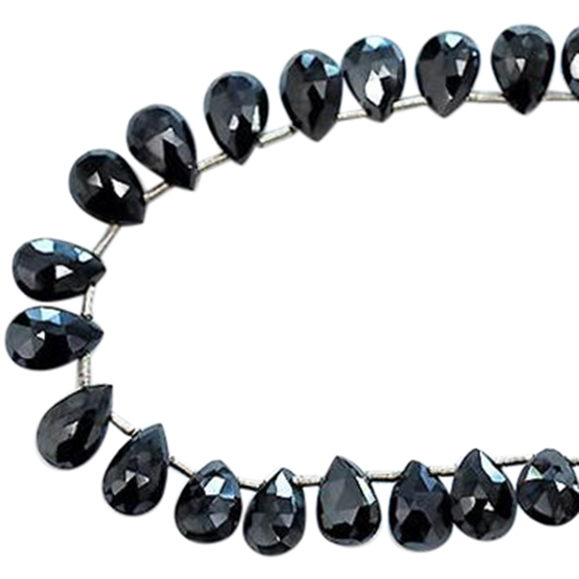 9X6 To 10X7 MM Mystic Black Spinel Faceted Pear Shape Beads Strand