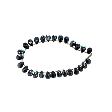 9X6 To 10X7 MM Mystic Black Spinel Faceted Pear Shape Beads Strand