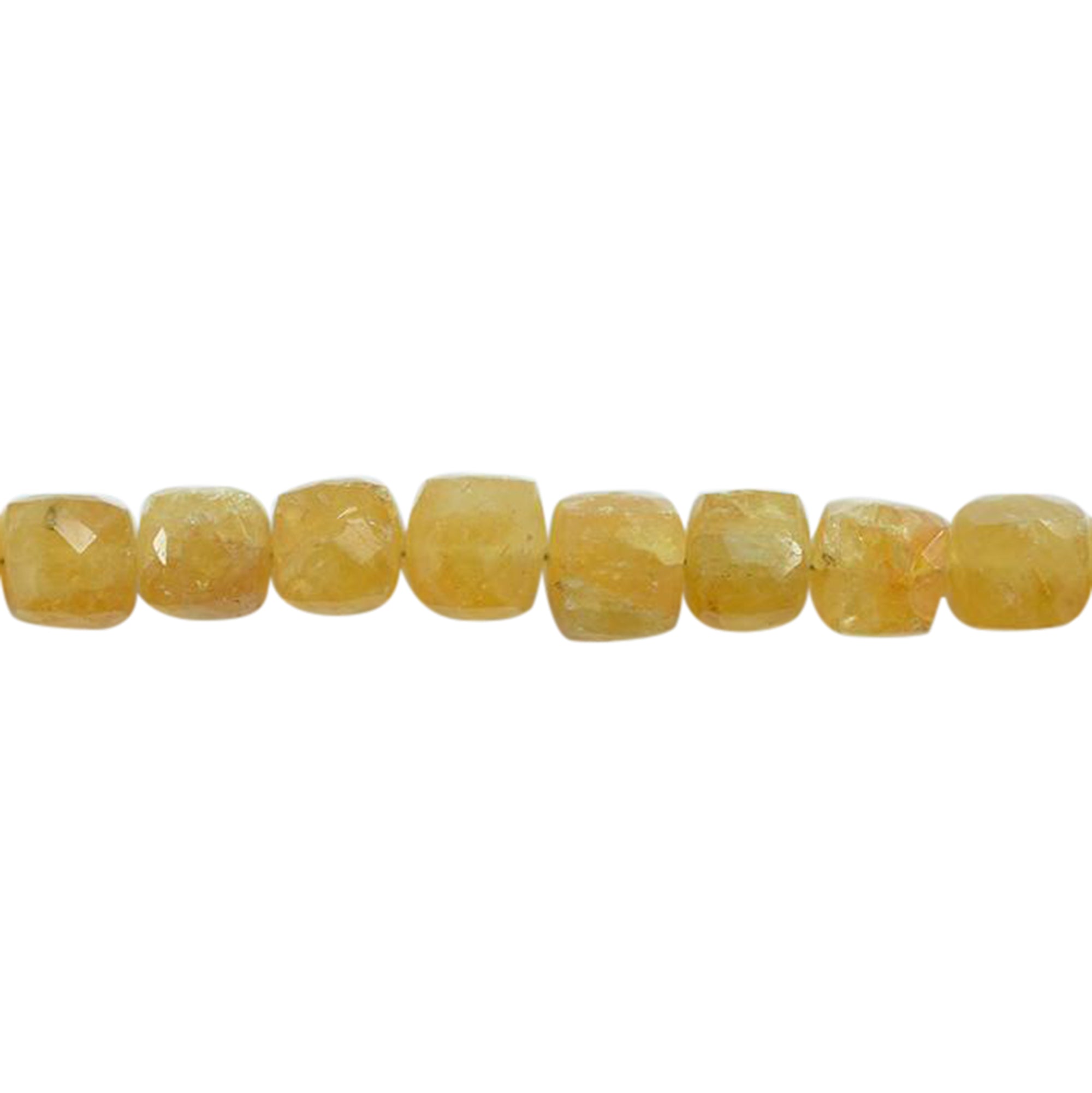 7 - 7.5 MM Yellow Aquamarine Faceted Cube Shape Beads Strand