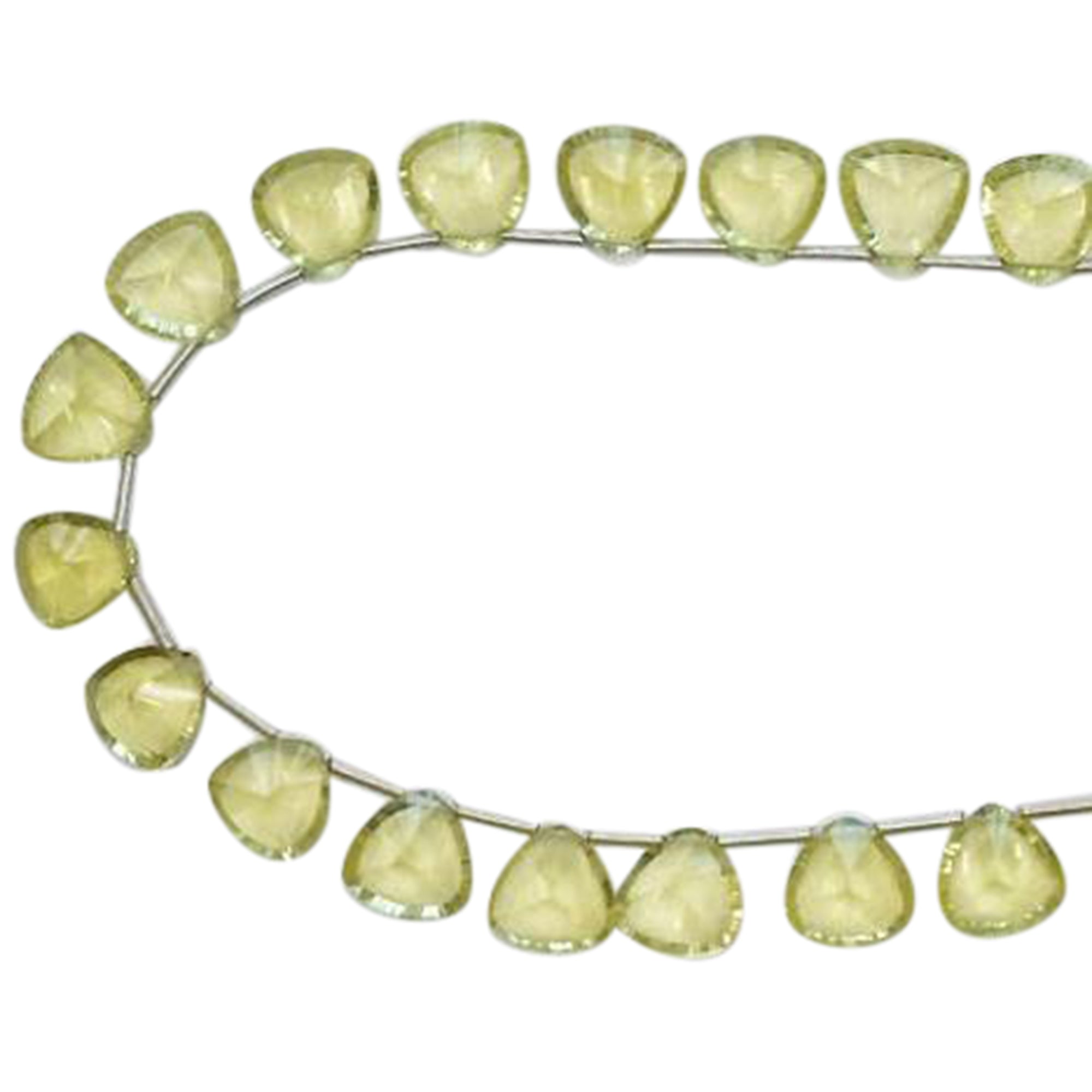 9 To 10 MM Lemon Quartz Concave Cut Triangle Shape Beads Strand