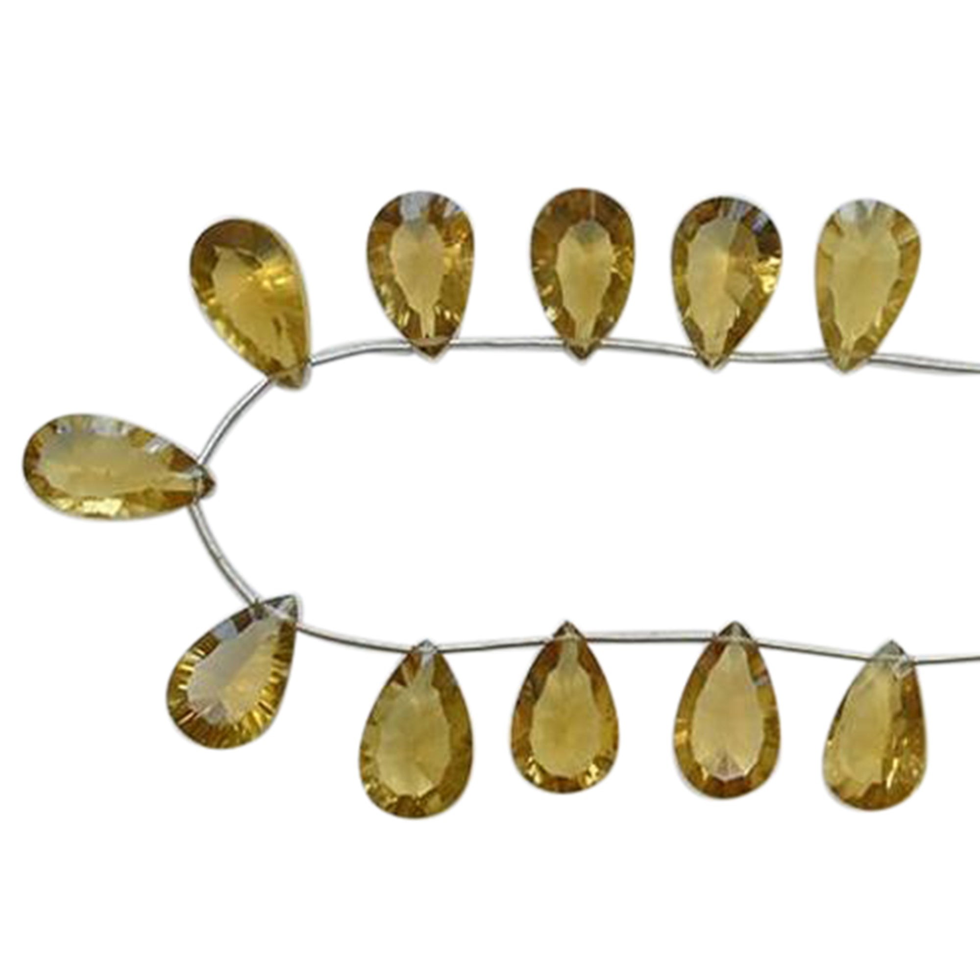 14x10 To 16x11 MM Honey Quartz Concave Cut Pear Shape Beads Strand