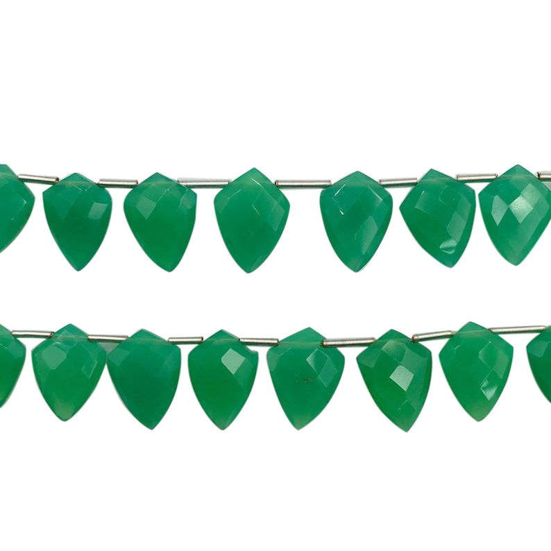 12X10 - 14X10 MM Chrysoprase Chalcedony Faceted Shield Shape Beads Strand