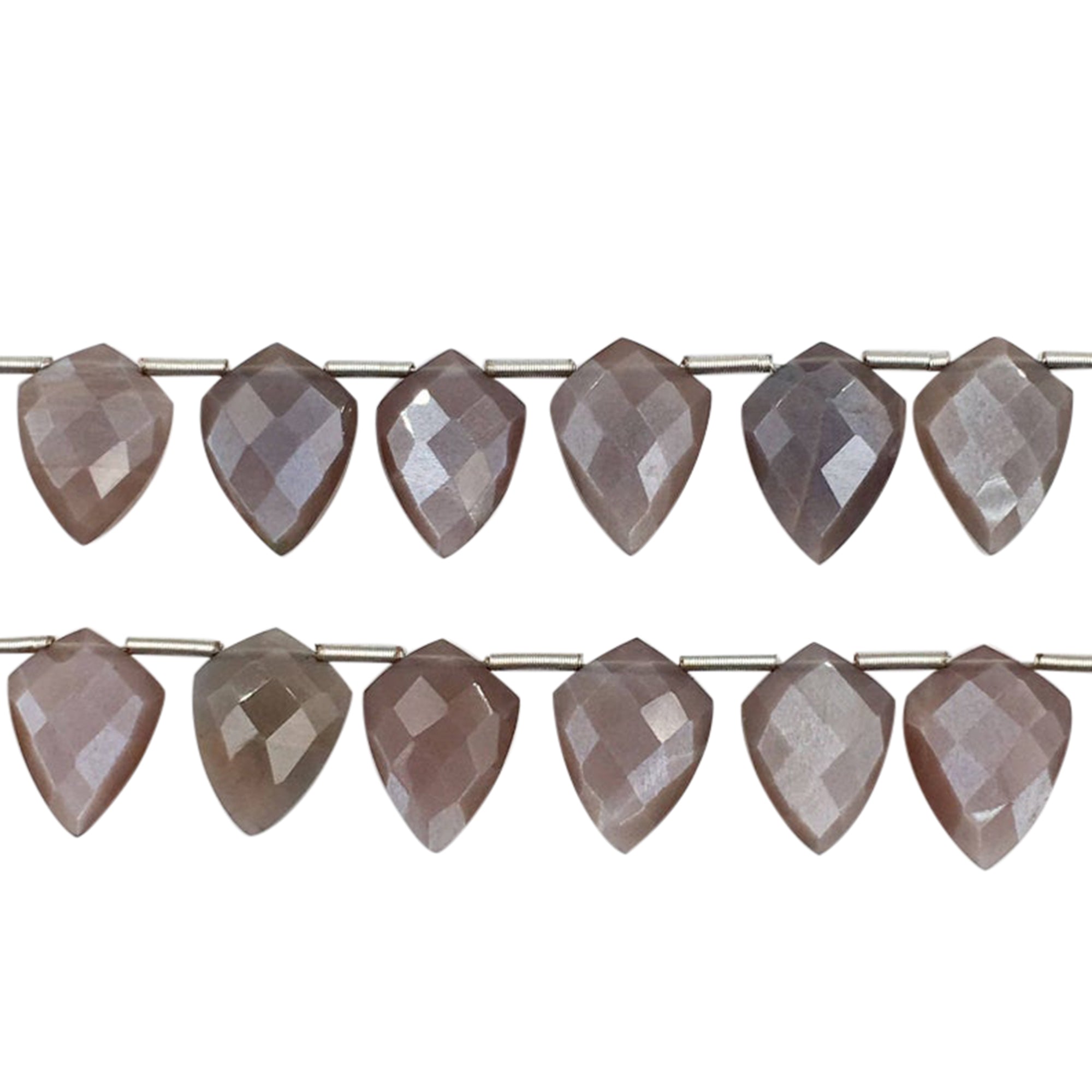 13x9 To 14x10 MM Brown Chocolate Moonstone Faceted Shield Shape Beads Strand