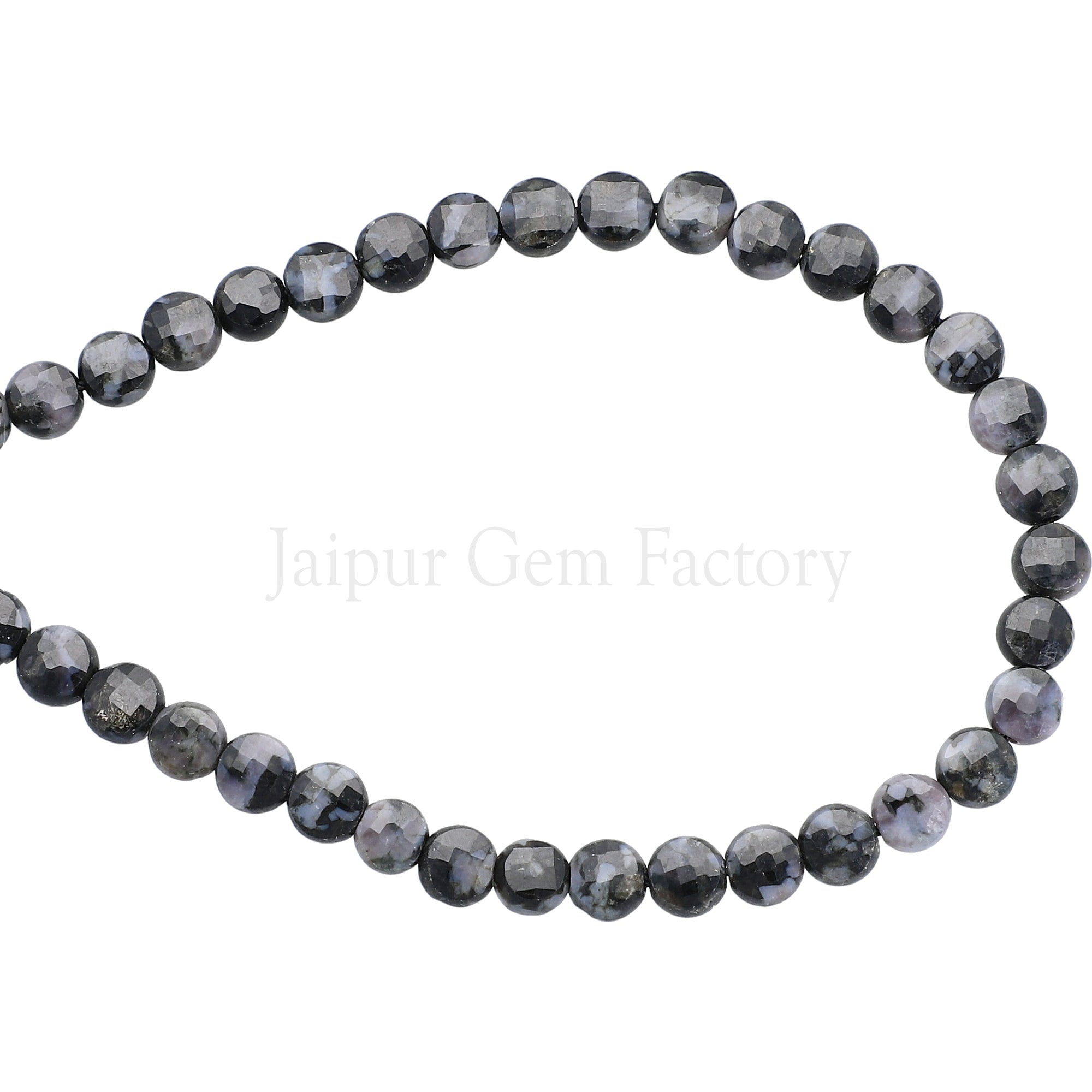 6 MM Indigo Gabbro Agate Faceted Coin Beads 15 Inches Strand