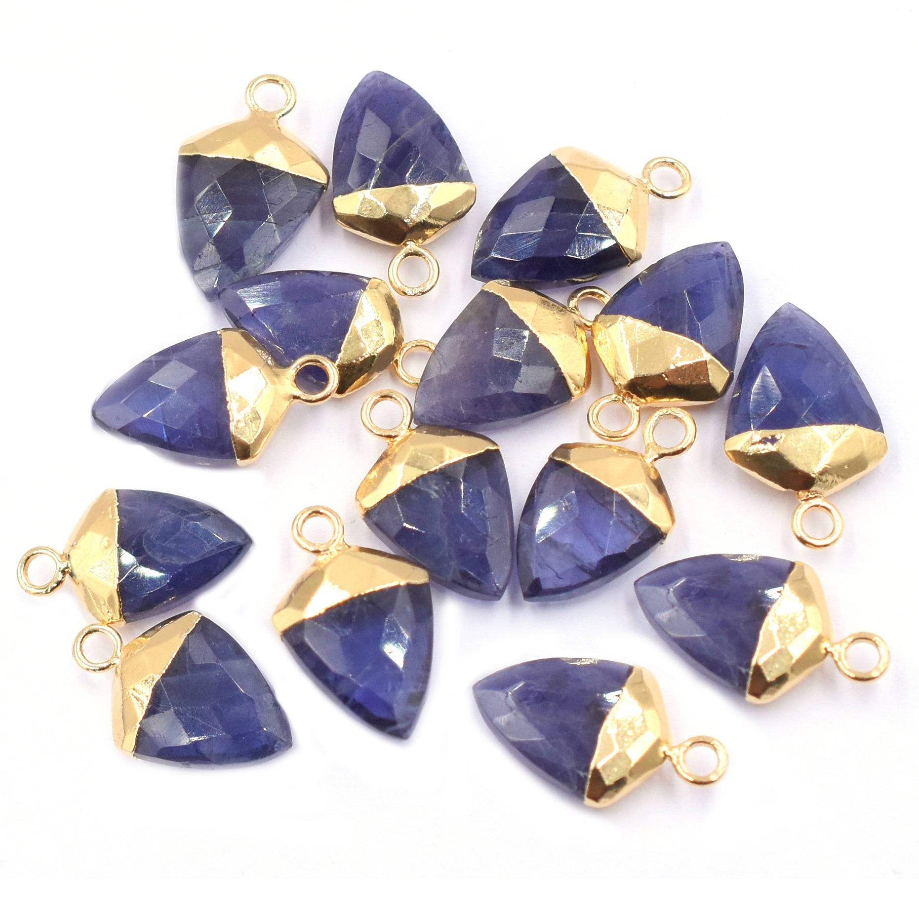 Iolite Shield Shape 13 x 10 MM Gold Electroplated Pendant ( Set Of 2 Pcs)