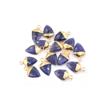 Iolite Shield Shape 13 x 10 MM Gold Electroplated Pendant ( Set Of 2 Pcs)