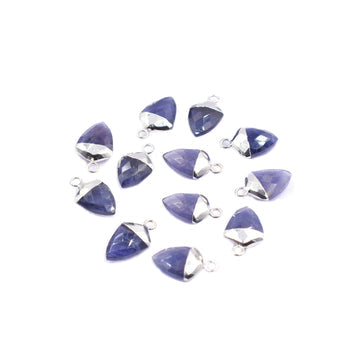 Iolite Shield Shape 13 x 10 MM Silver Electroplated Pendant ( Set Of 2 Pcs)