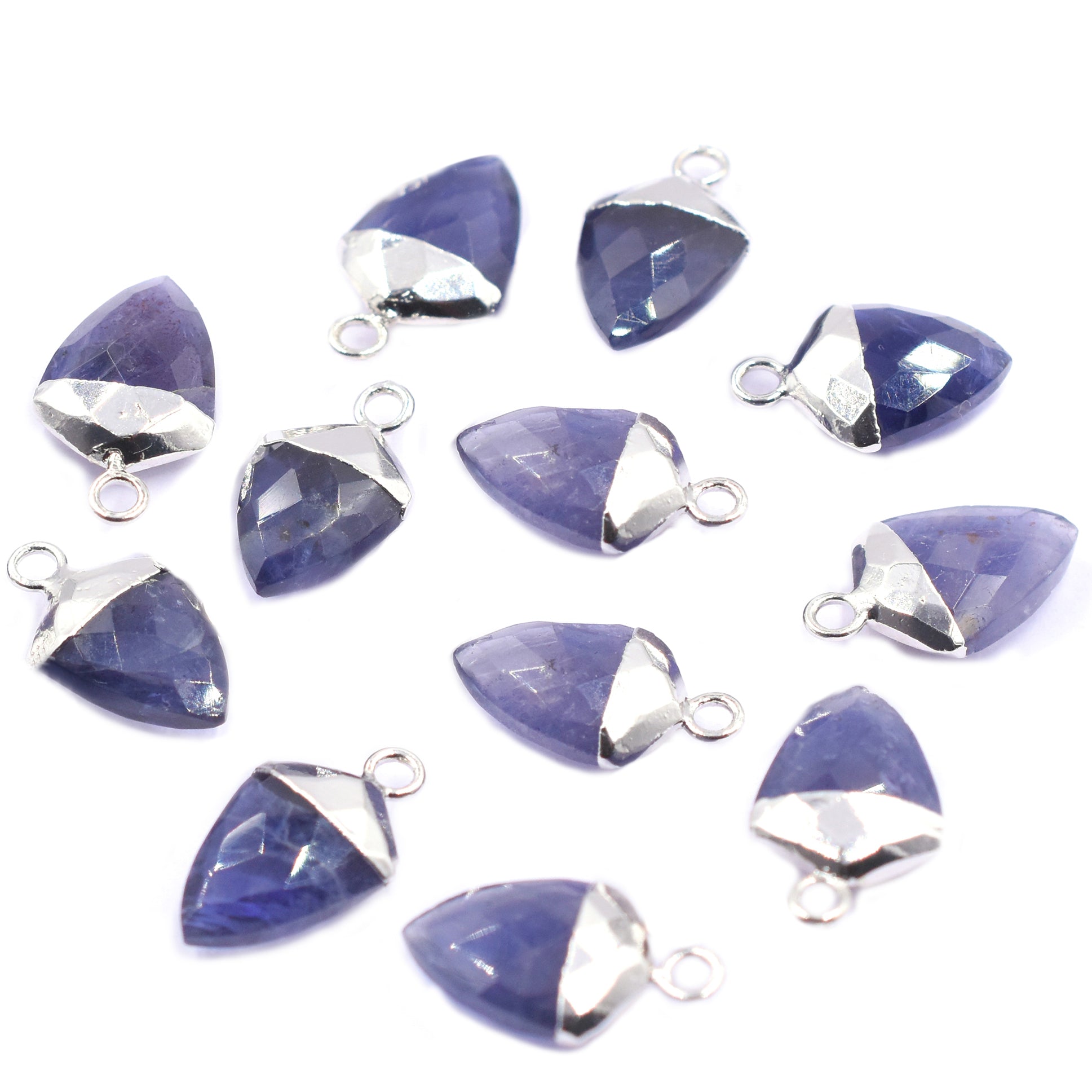 Iolite Shield Shape 13 x 10 MM Silver Electroplated Pendant ( Set Of 2 Pcs)