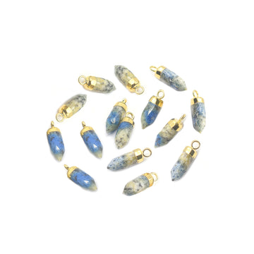 K2 Jasper Bullet Shape 13 x 5 MM Gold Electroplated Pendant (Set Of 2 Pcs)