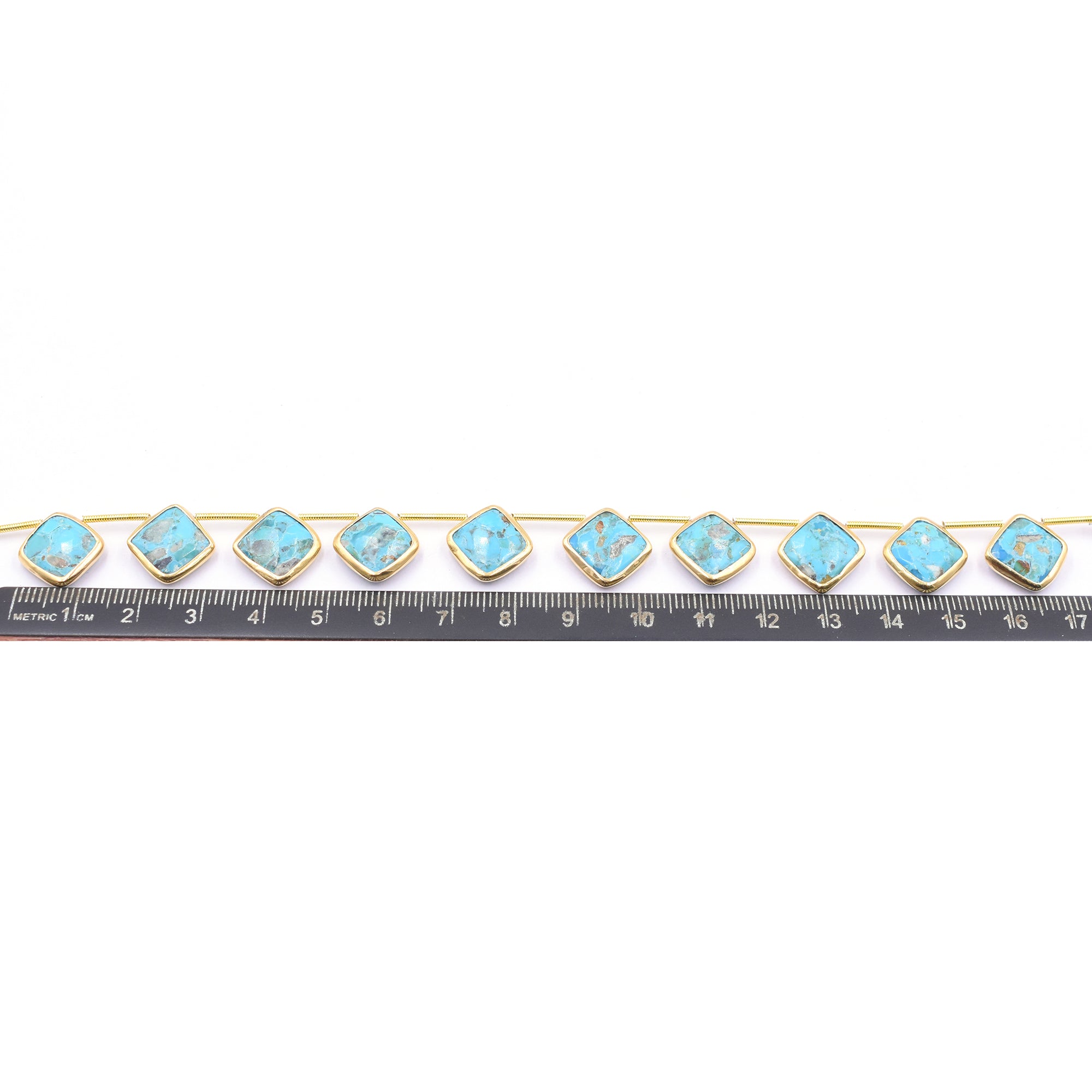 Kingman turquoise strand with vermeil