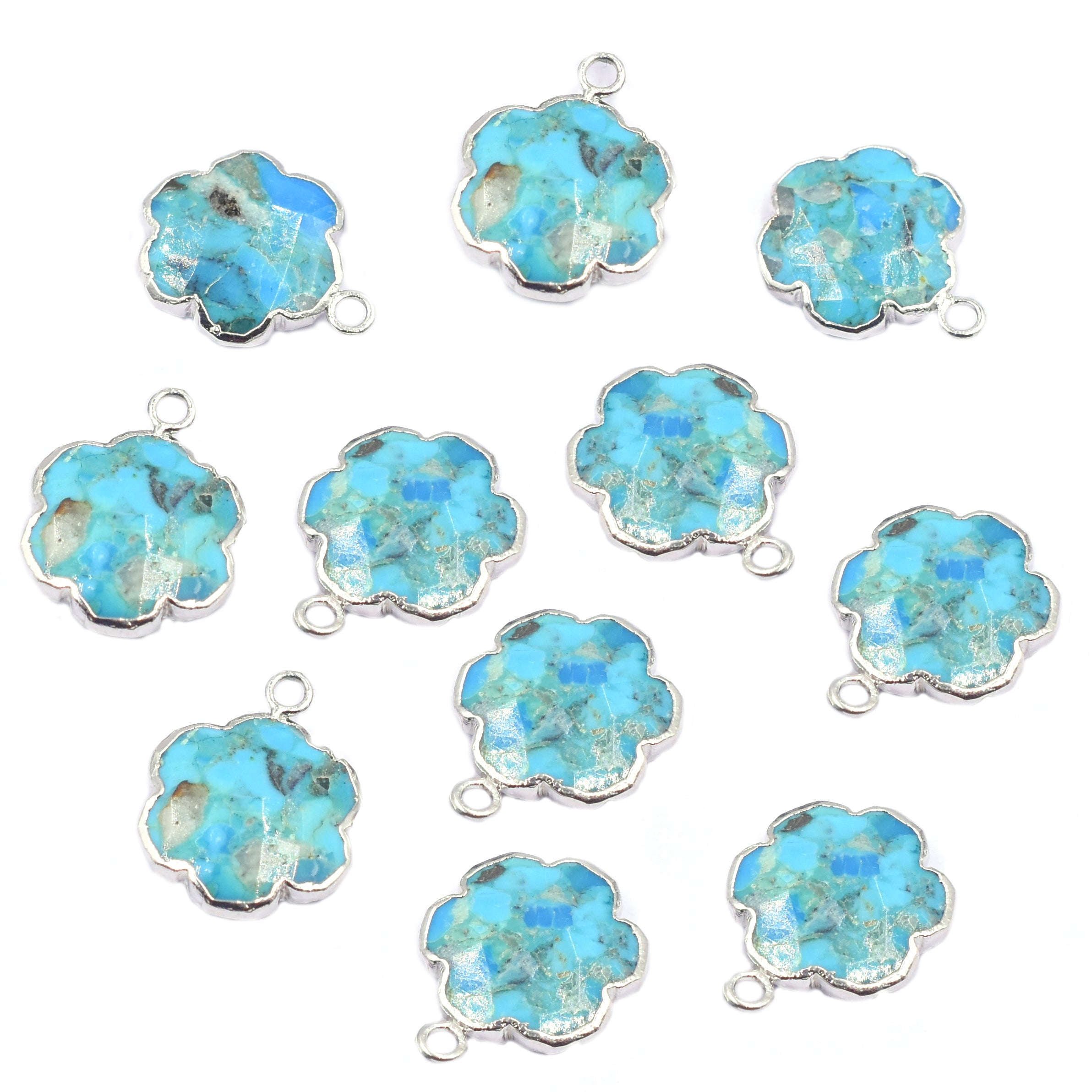 Kingman turquoise pendant silver clover leaf