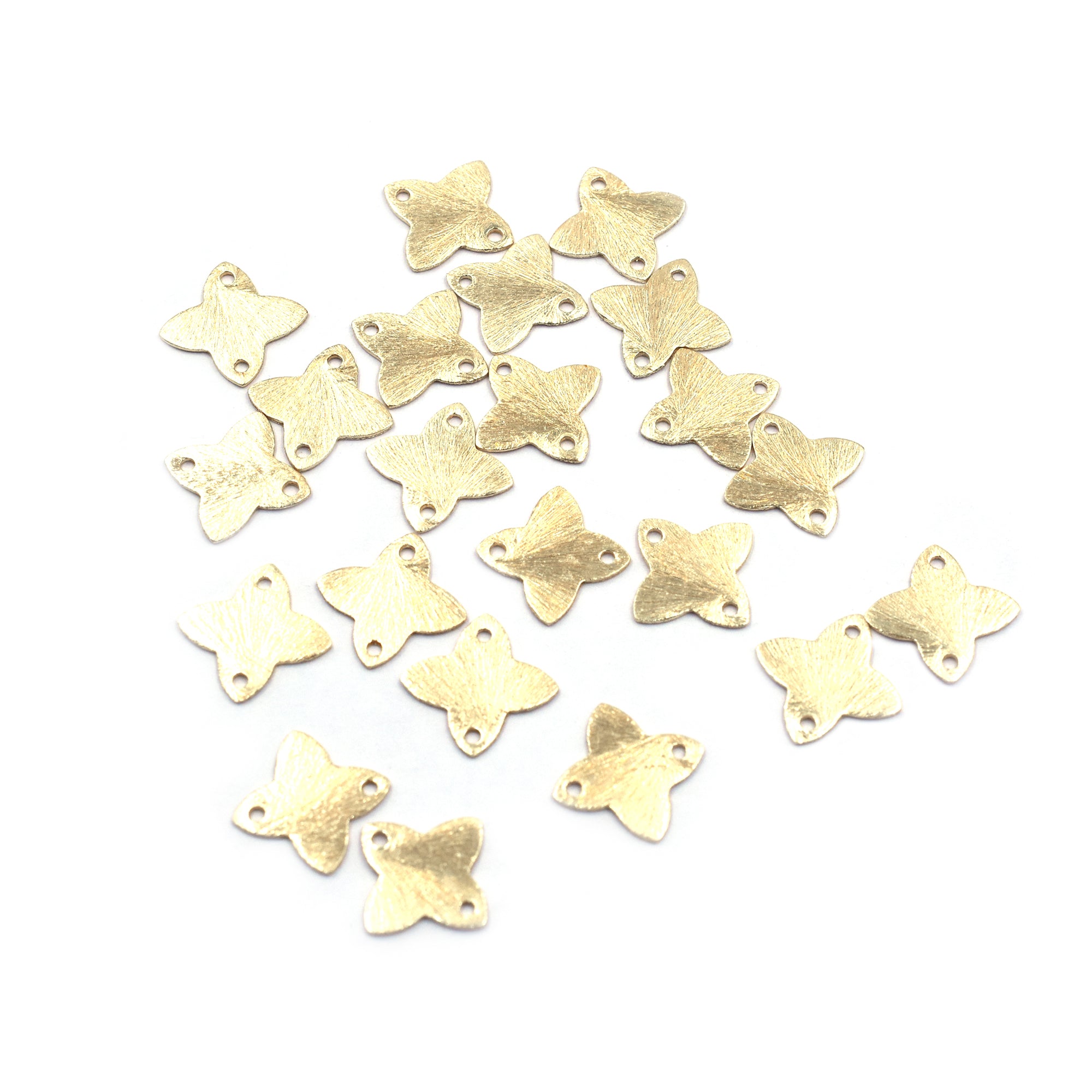 12mm Clover Brushed Matte Finish Beads Gold Plated Copper