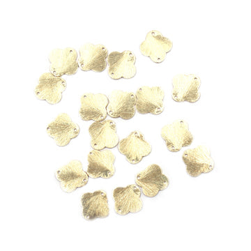 14mm Clover Brushed Matte Finish Beads Gold Plated Copper