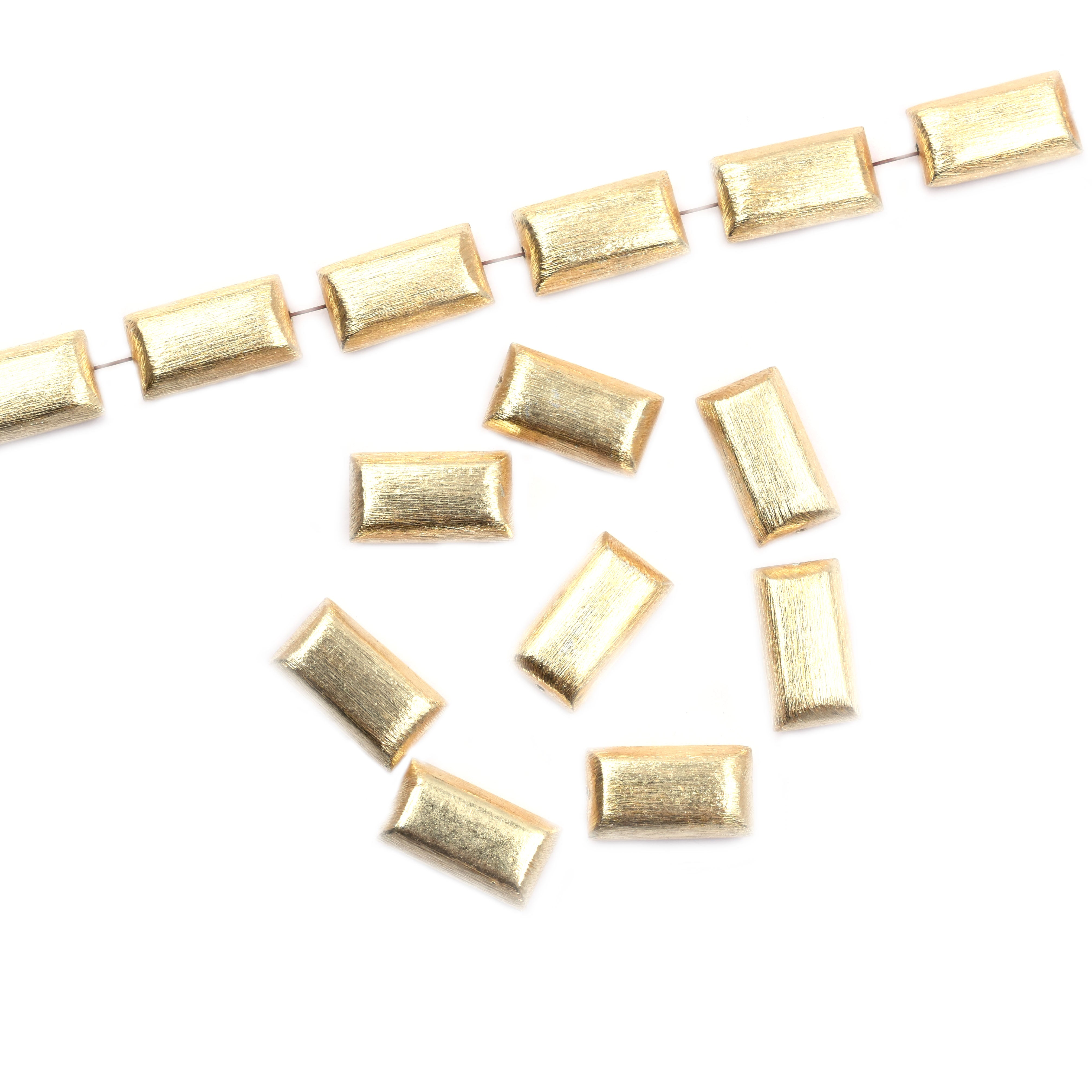 18X10mm Biscuit Brushed Matte Finish Beads Gold Plated Copper