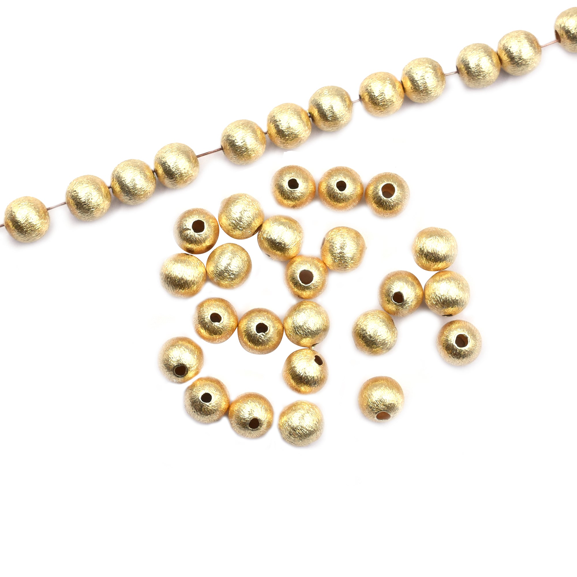 8mm Spacer Brushed Matte Finish Beads Gold Plated Copper