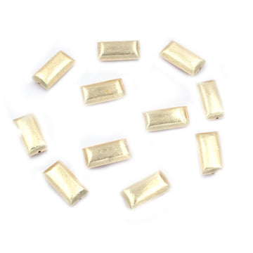 24X12mm Biscuit Brushed Matte Finish Beads Gold Plated Copper