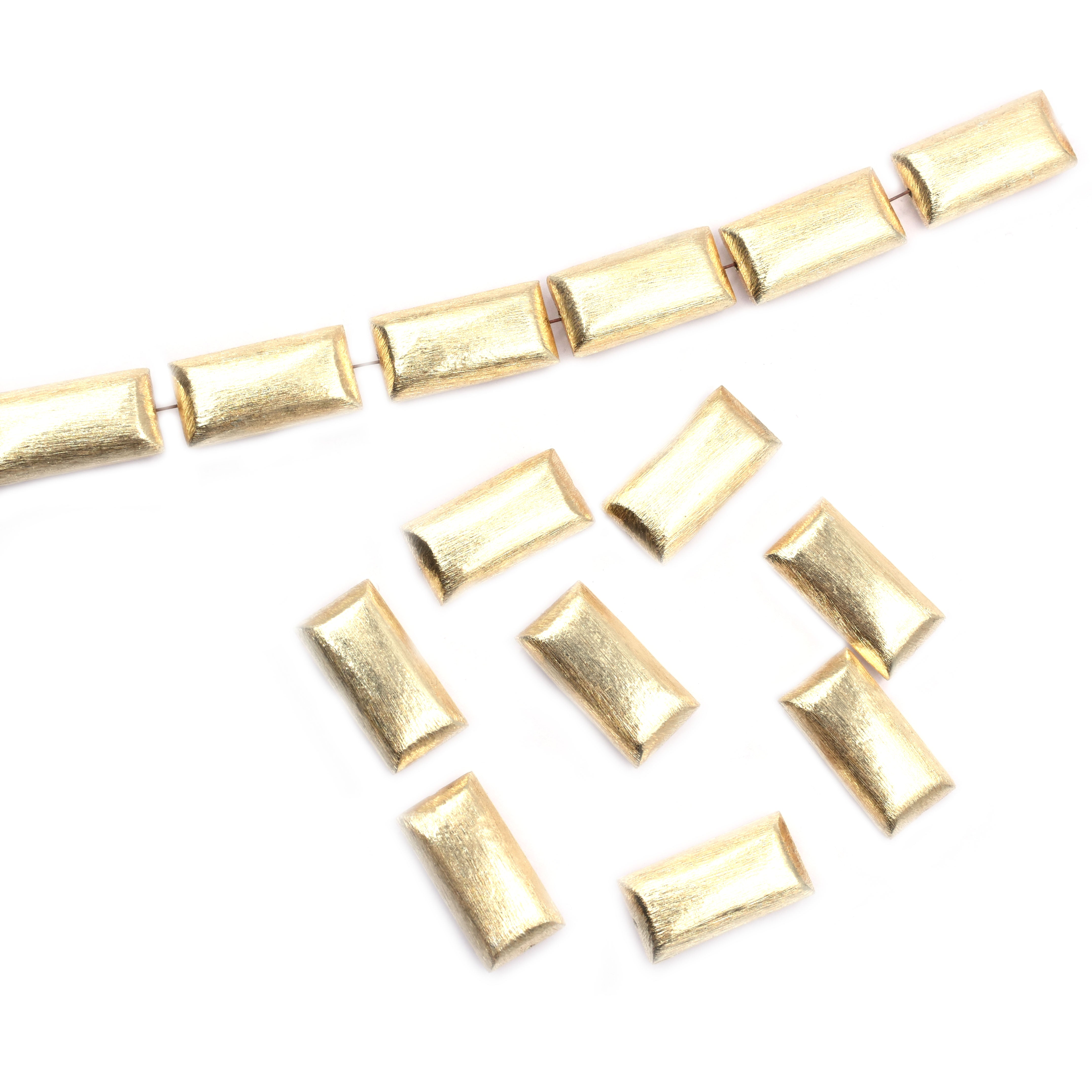 24X12mm Biscuit Brushed Matte Finish Beads Gold Plated Copper