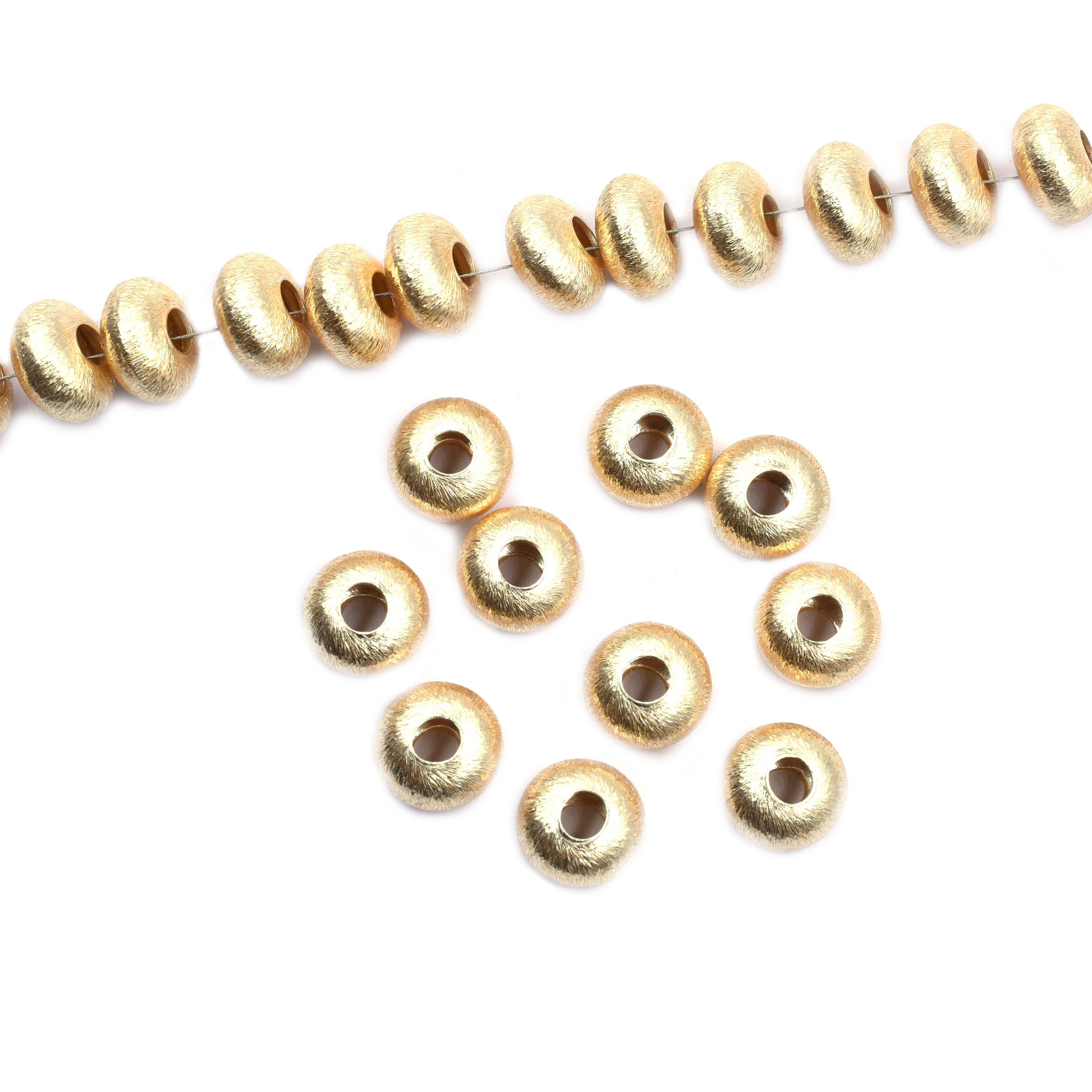 12mm Donut Brushed Matte Finish Beads Gold Plated Copper