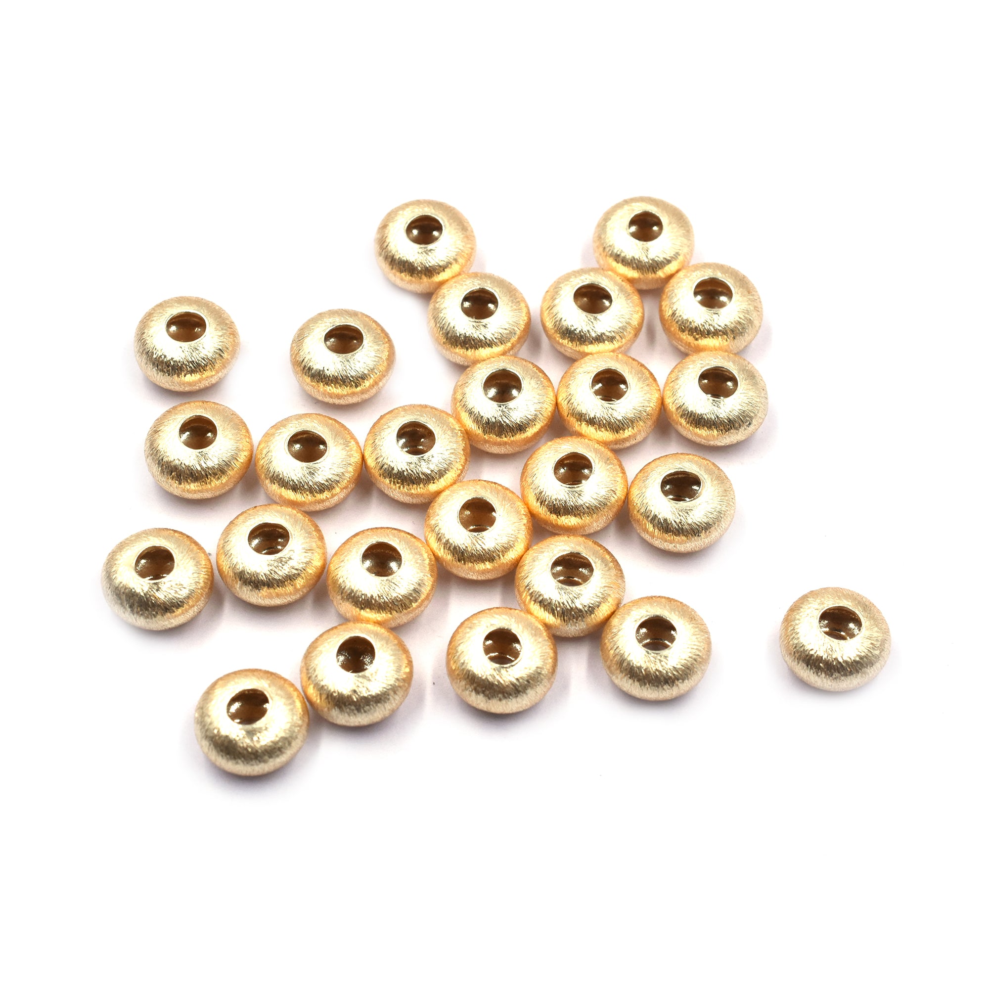 12mm Donut Brushed Matte Finish Beads Gold Plated Copper