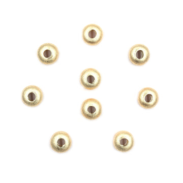 14mm Donut Brushed Matte Finish Beads Gold Plated Copper