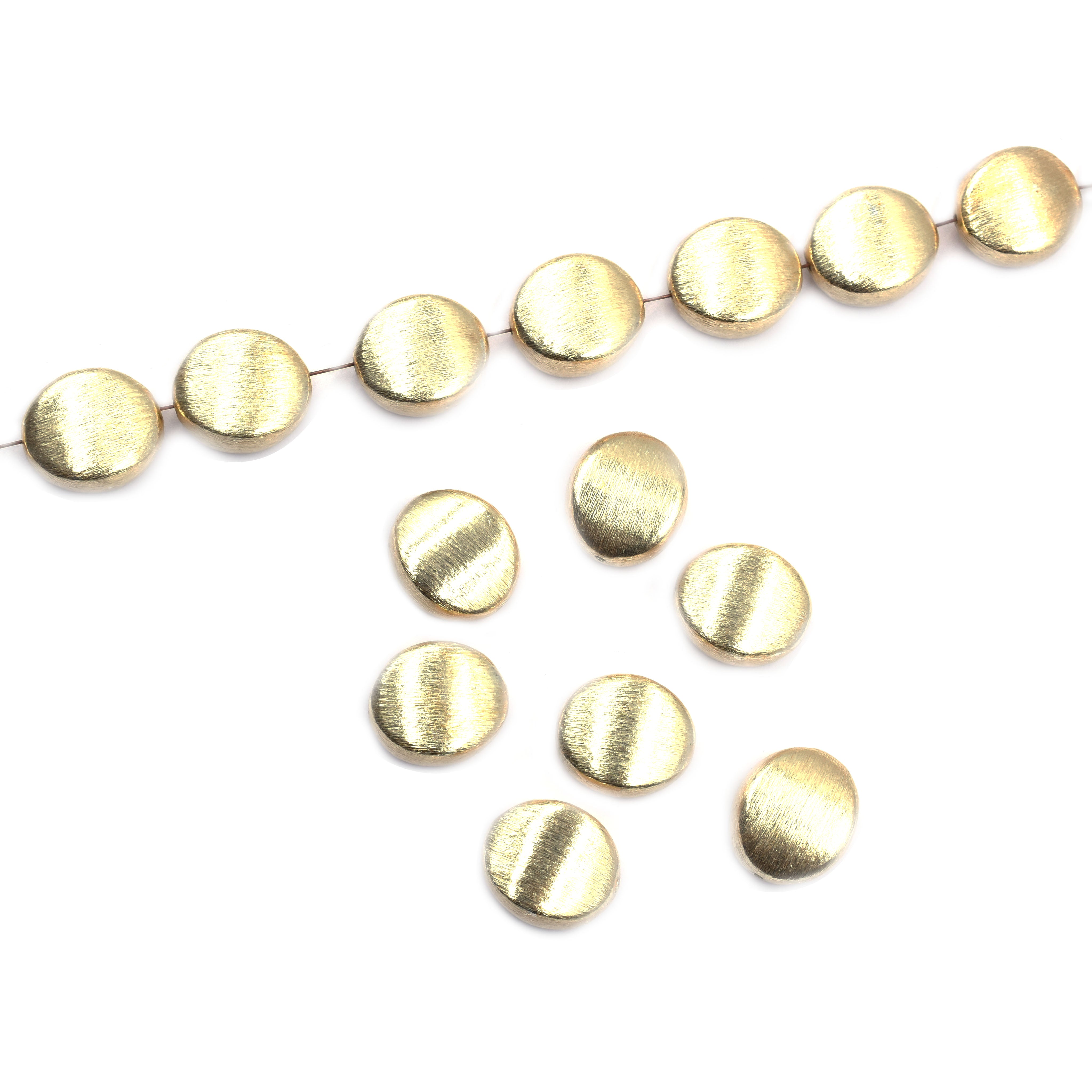 16mm Oval Brushed Matte Finish Beads Gold Plated Copper