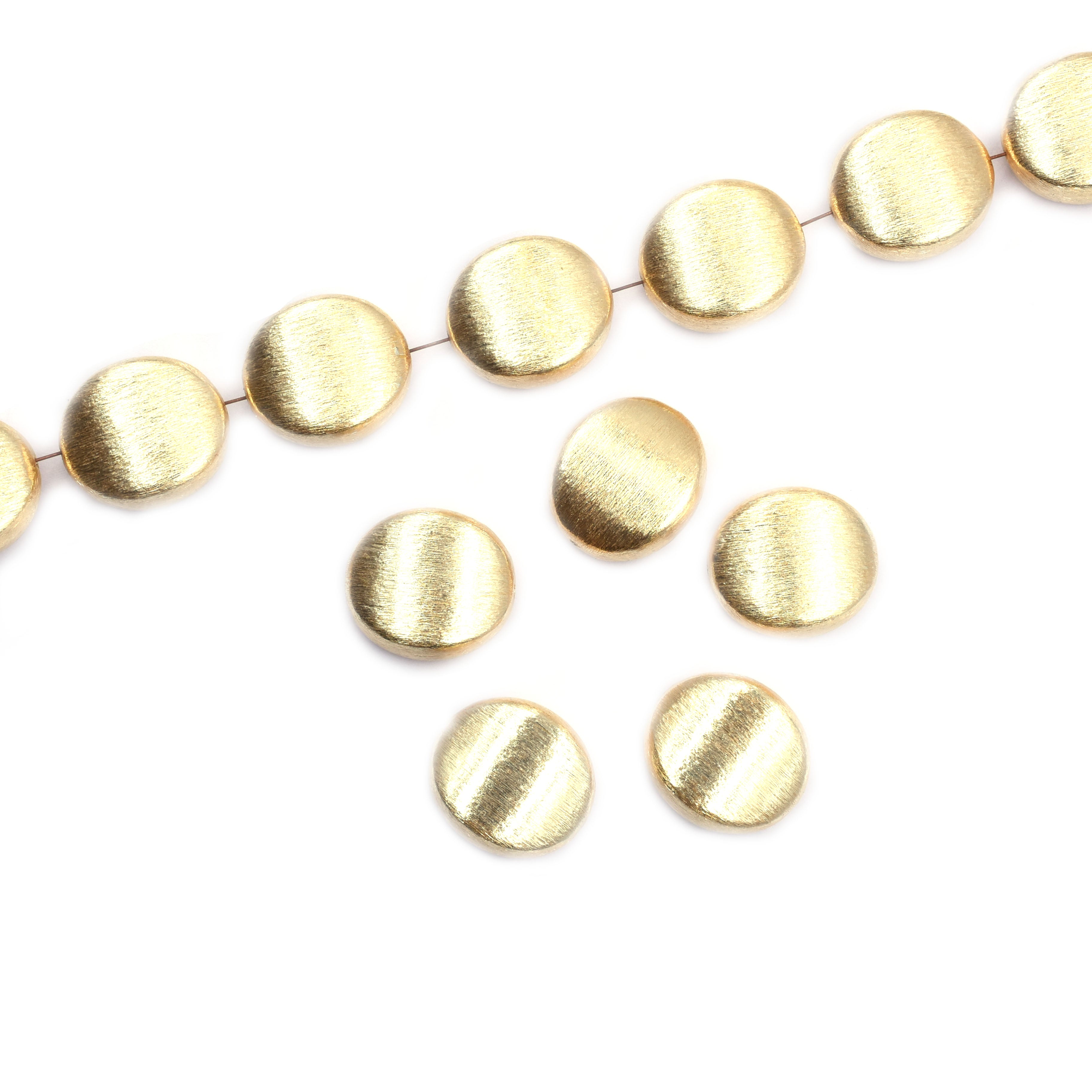 20mm Oval Brushed Matte Finish Beads Gold Plated Copper