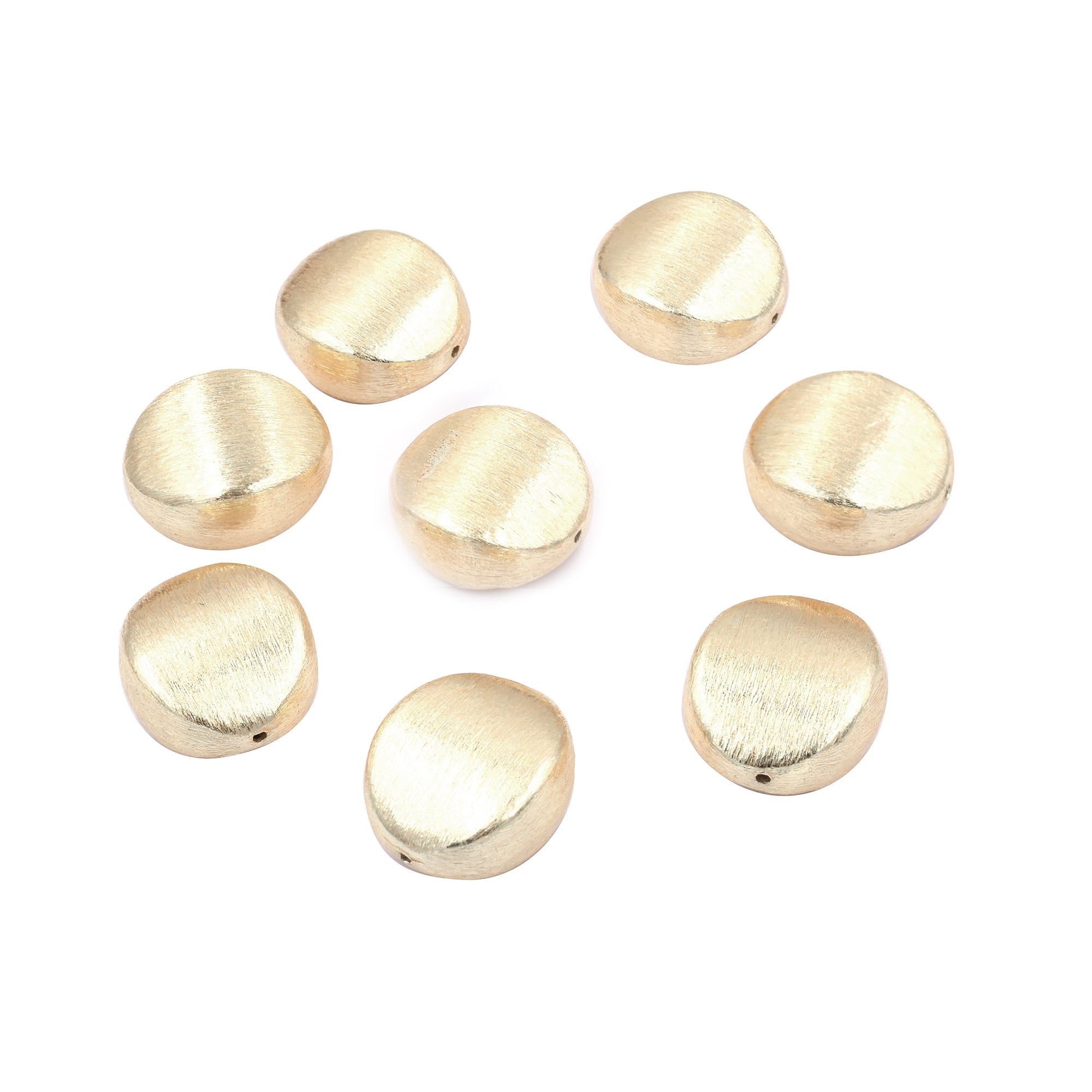 20mm Oval Brushed Matte Finish Beads Gold Plated Copper