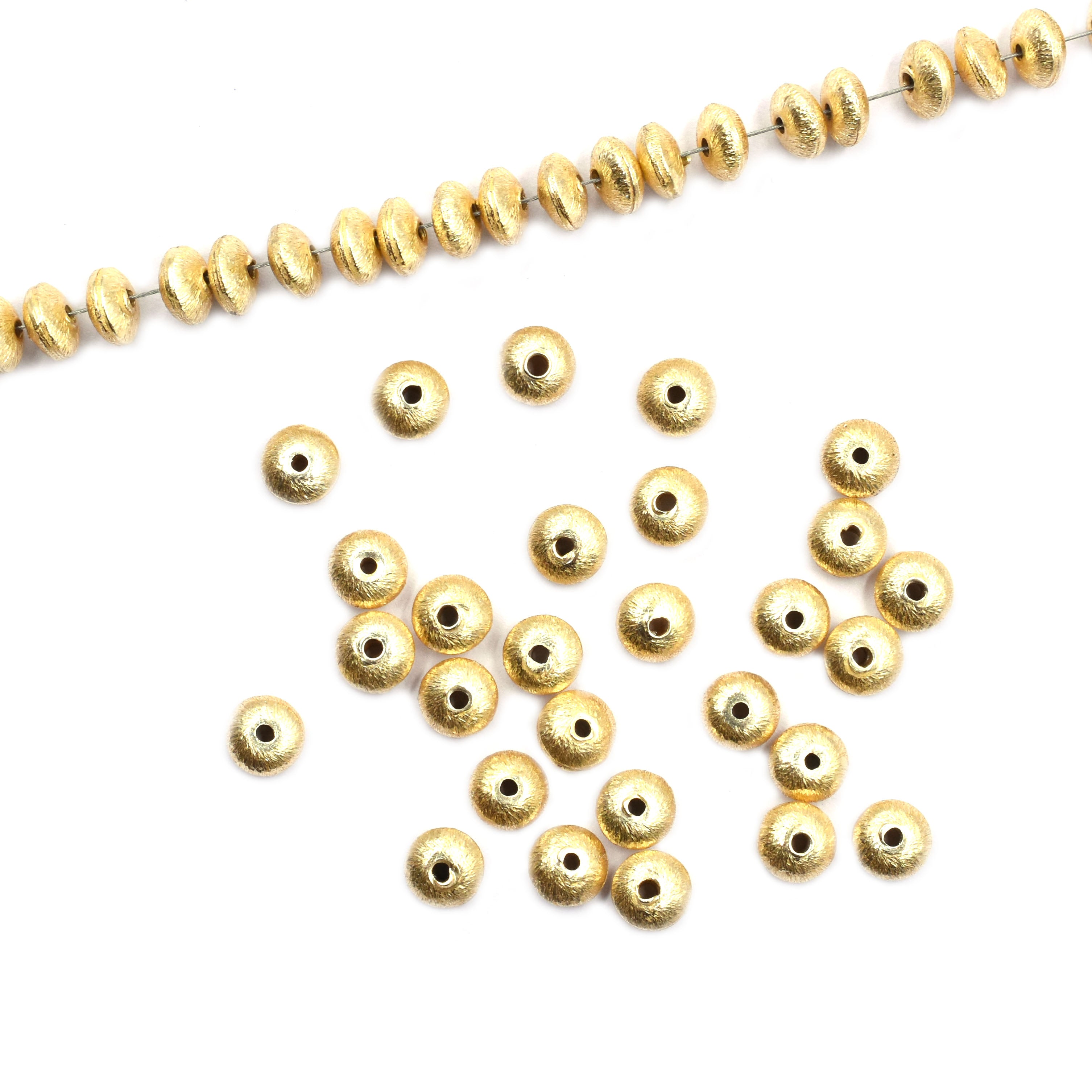 6mm Spacer Brushed Matte Finish Beads Gold Plated Copper