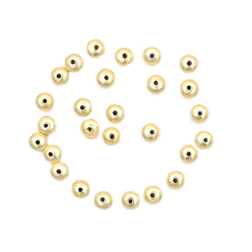 6mm Spacer Brushed Matte Finish Beads Gold Plated Copper