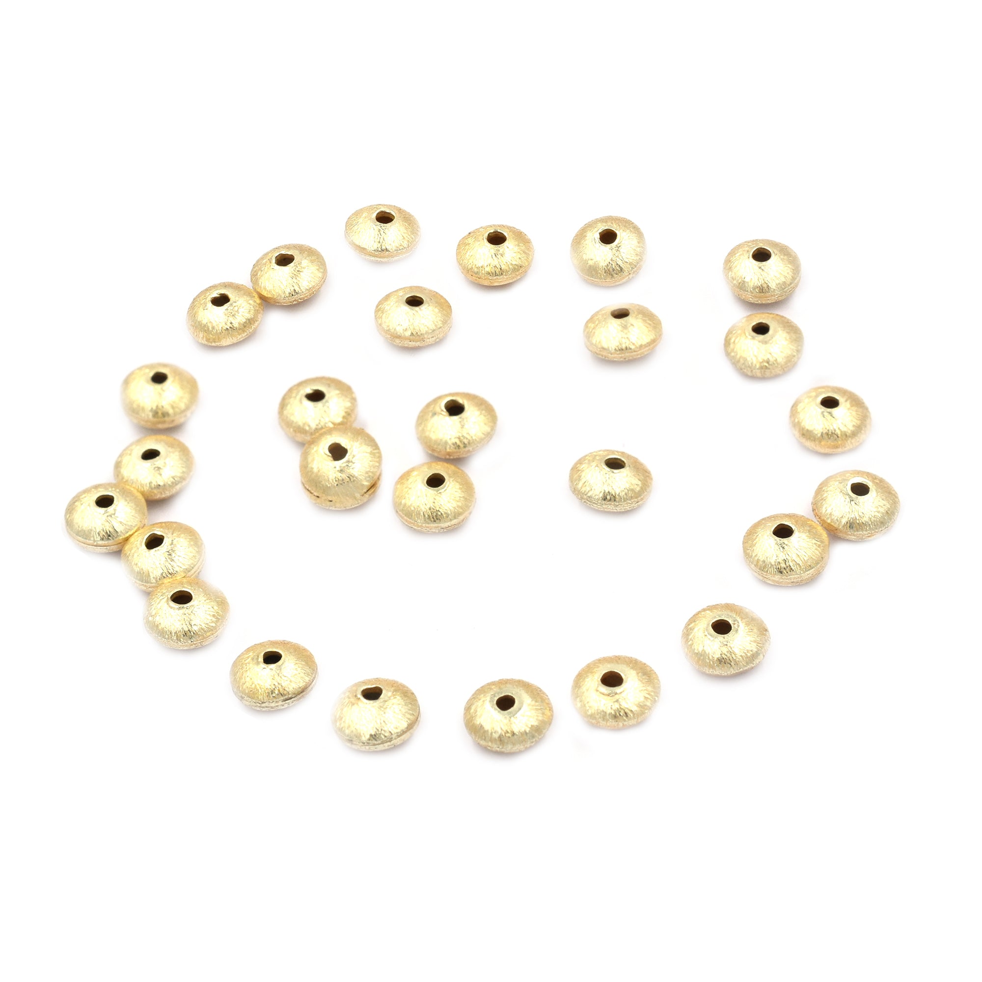 6mm Spacer Brushed Matte Finish Beads Gold Plated Copper