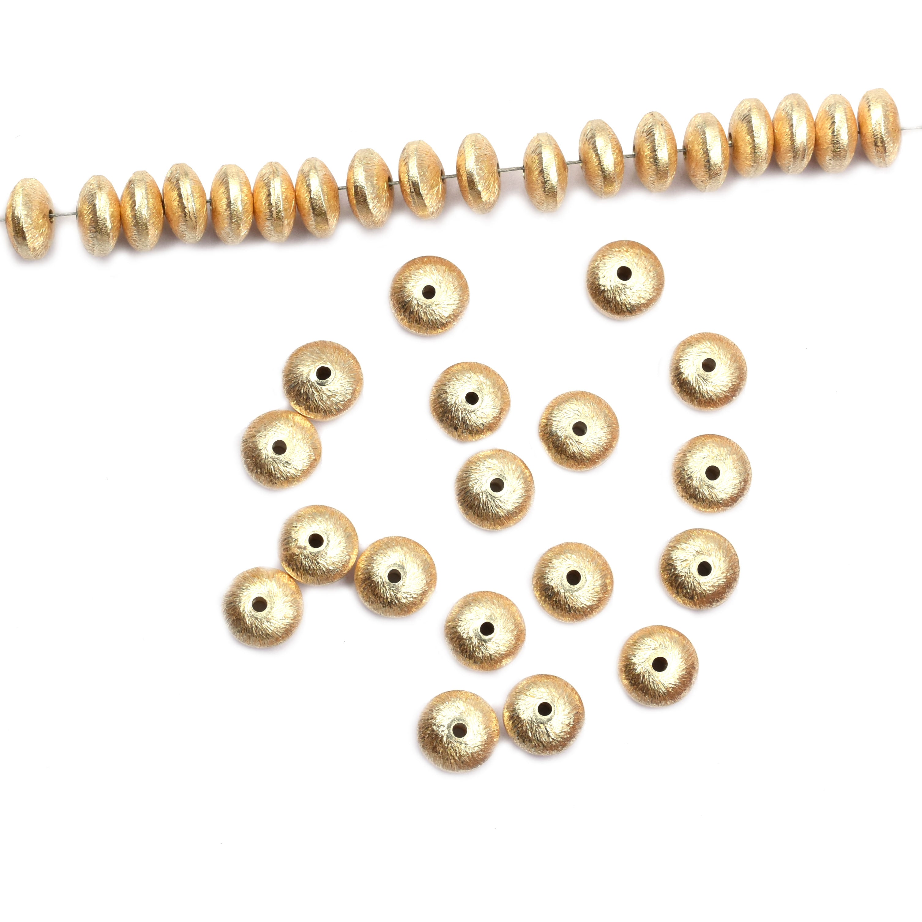 8mm Spacer Brushed Matte Finish Beads Gold Plated Copper