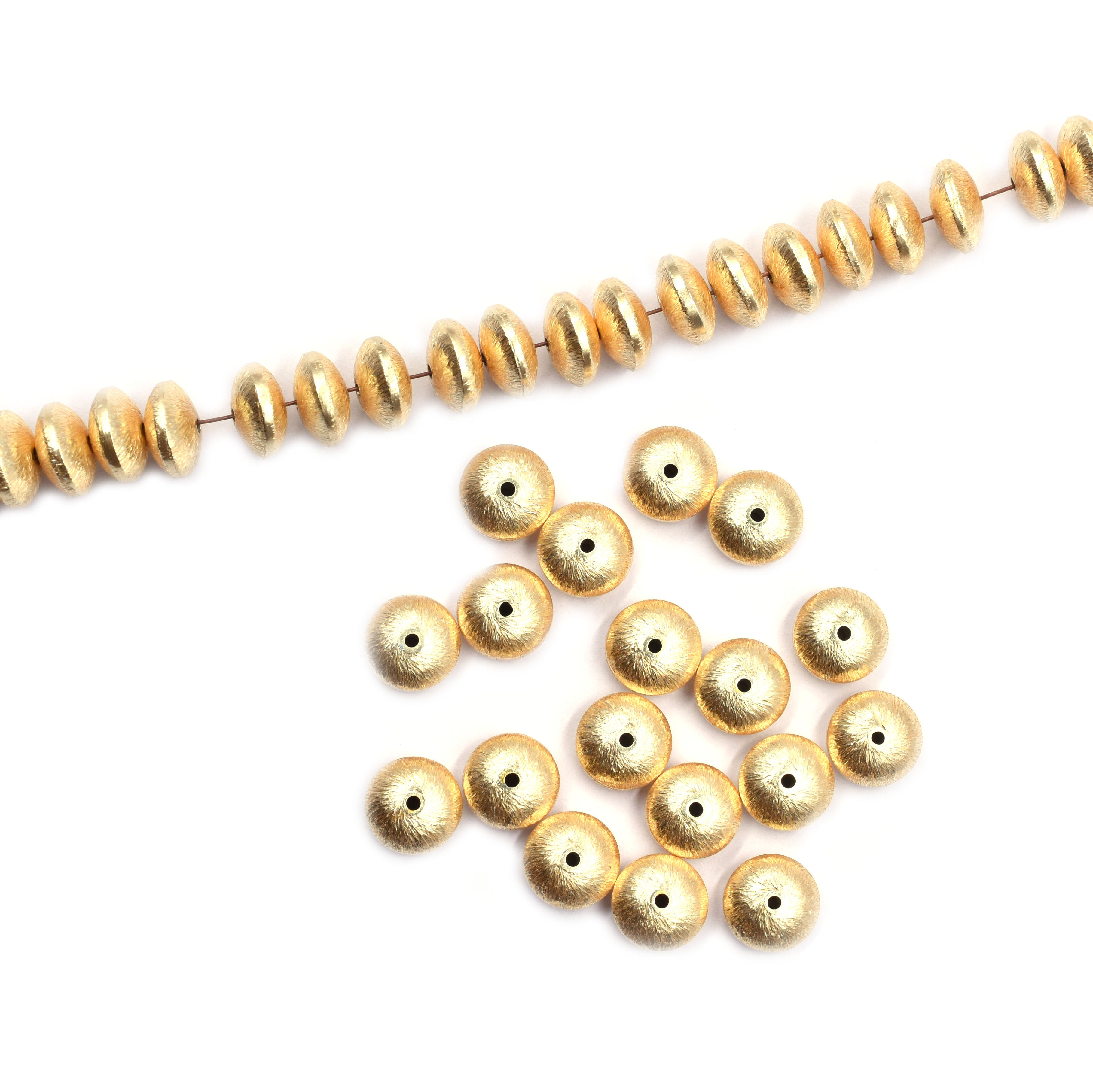 10mm Spacer Brushed Matte Finish Beads Gold Plated Copper